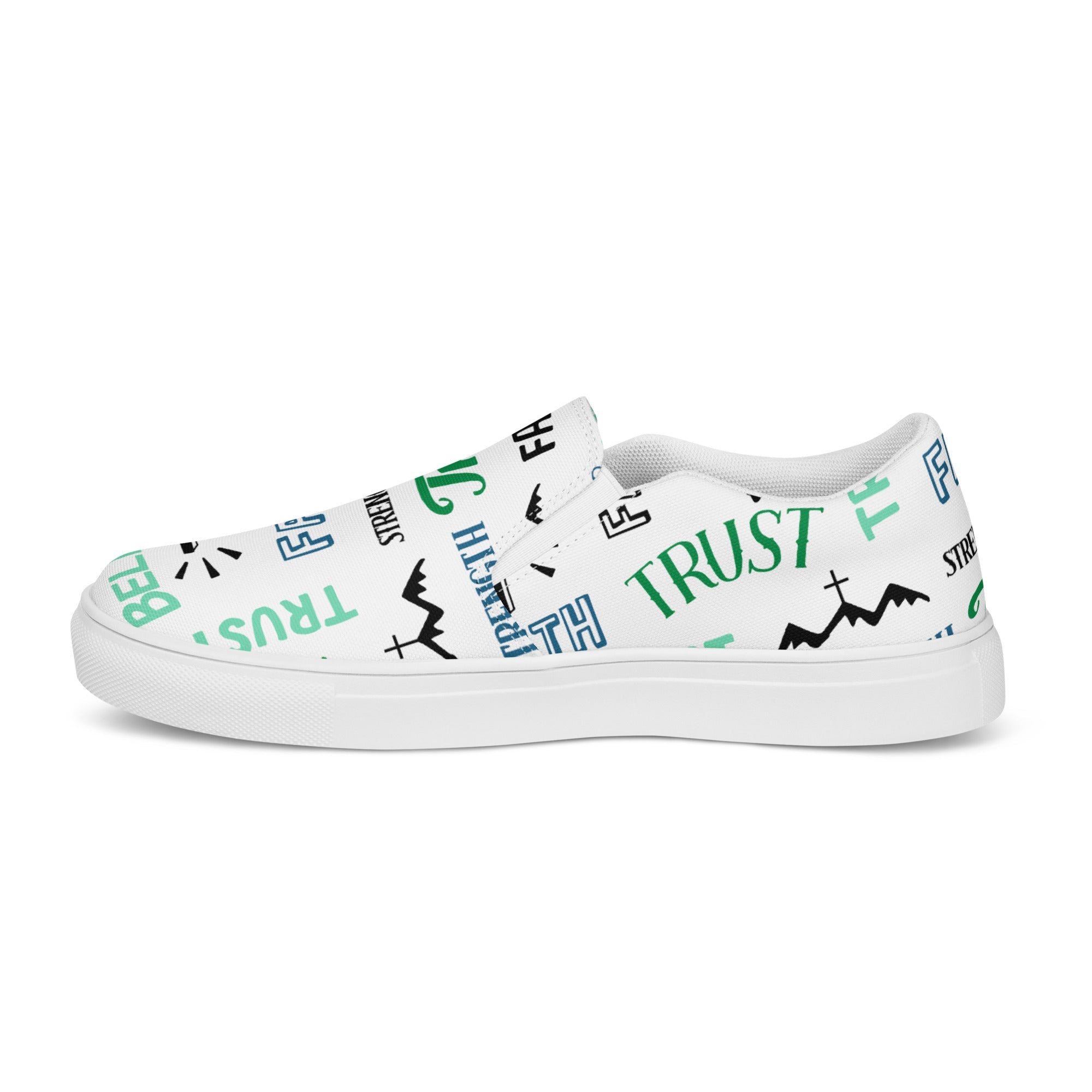 Faith Trust Strength Women’s Slip - On Canvas Shoes - Jesus Passion Apparel