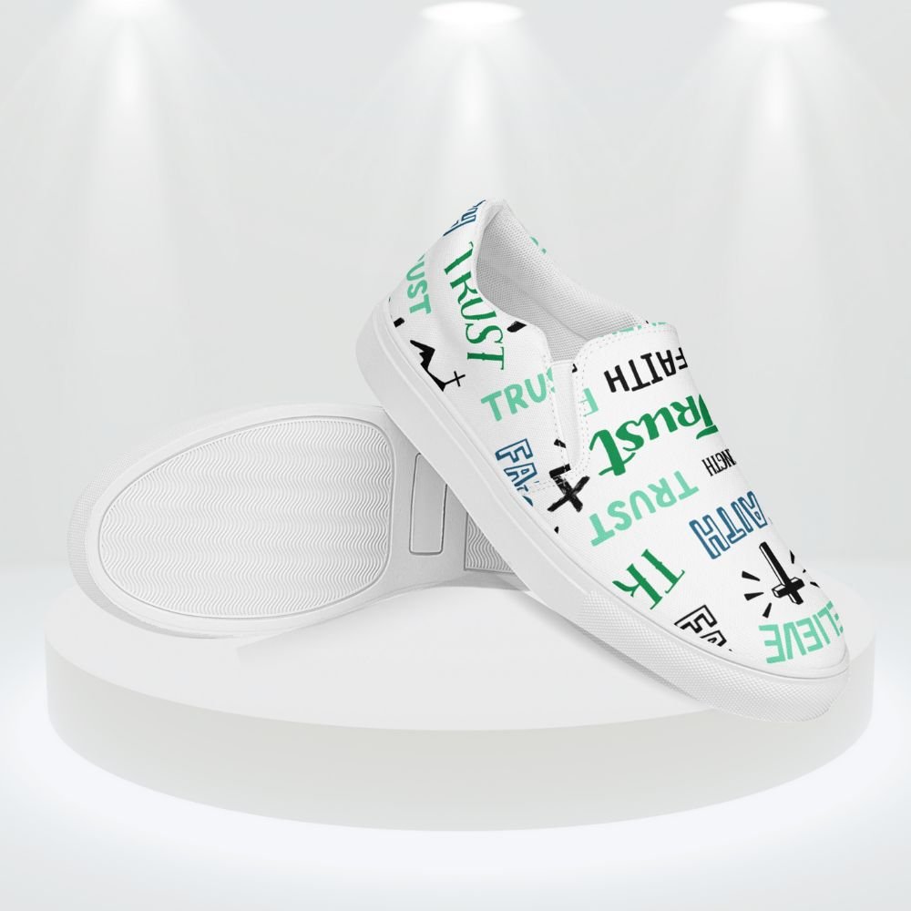 Faith Trust Strength Women’s Slip - On Canvas Shoes - Jesus Passion Apparel