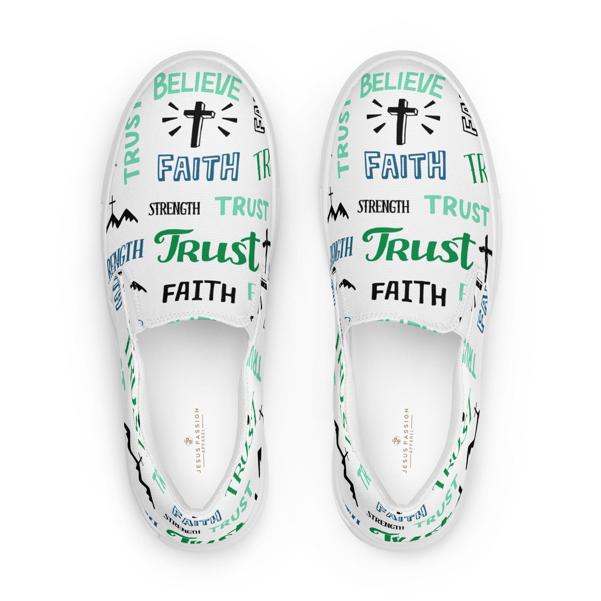 Faith Trust Strength Women’s Slip - On Canvas Shoes - Jesus Passion Apparel