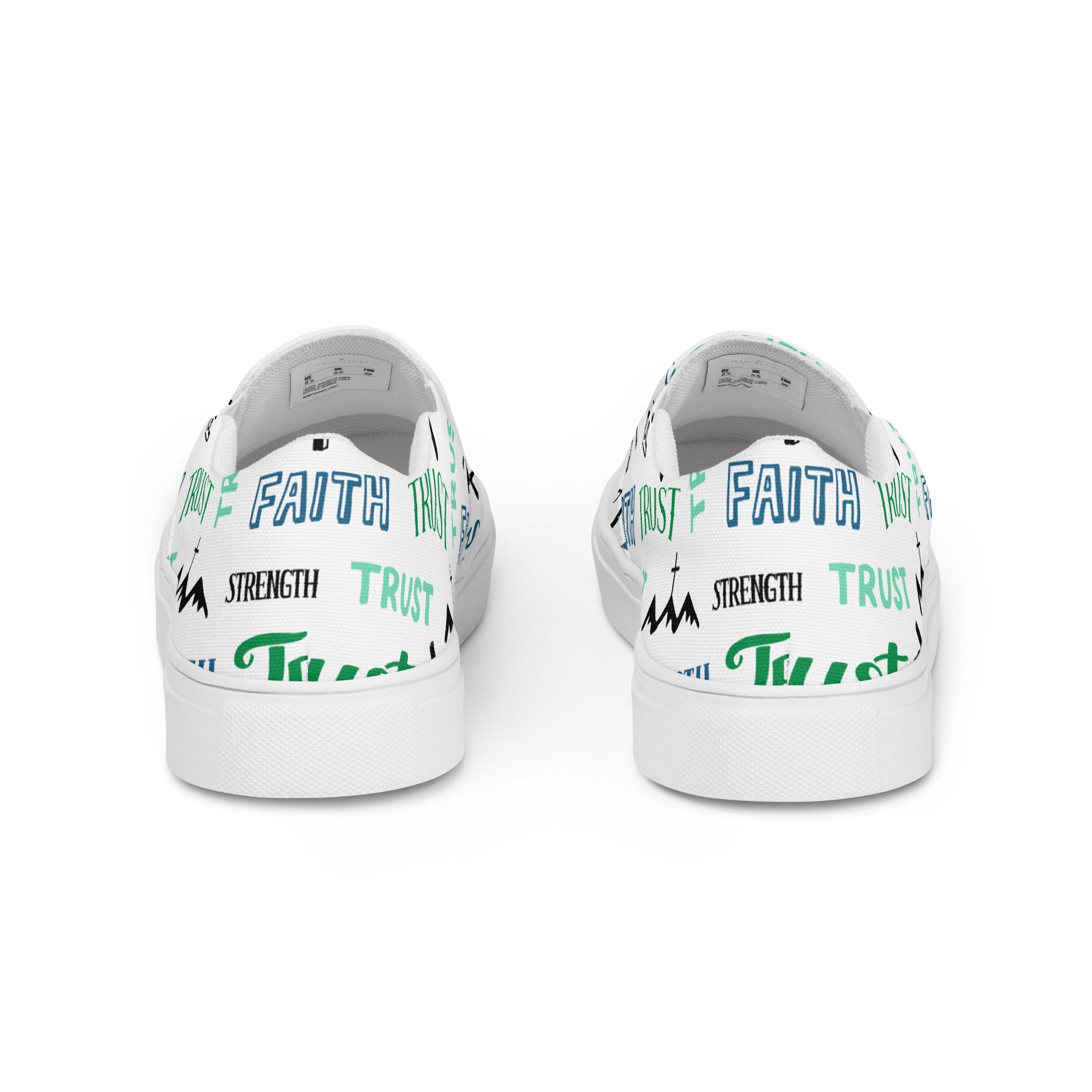 Faith Trust Strength Women’s Slip - On Canvas Shoes - Jesus Passion Apparel