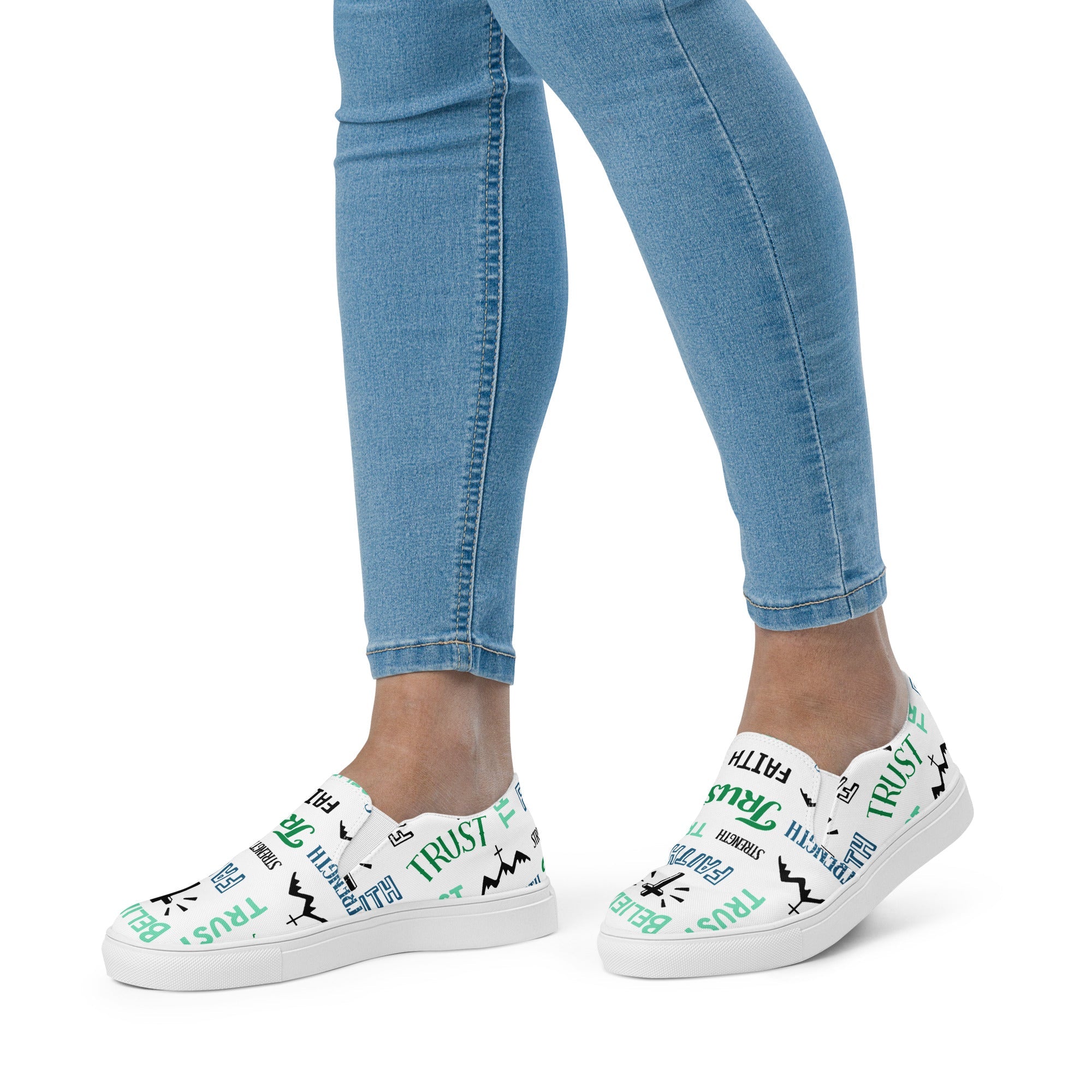 Faith Trust Strength Women’s Slip - On Canvas Shoes - Jesus Passion Apparel