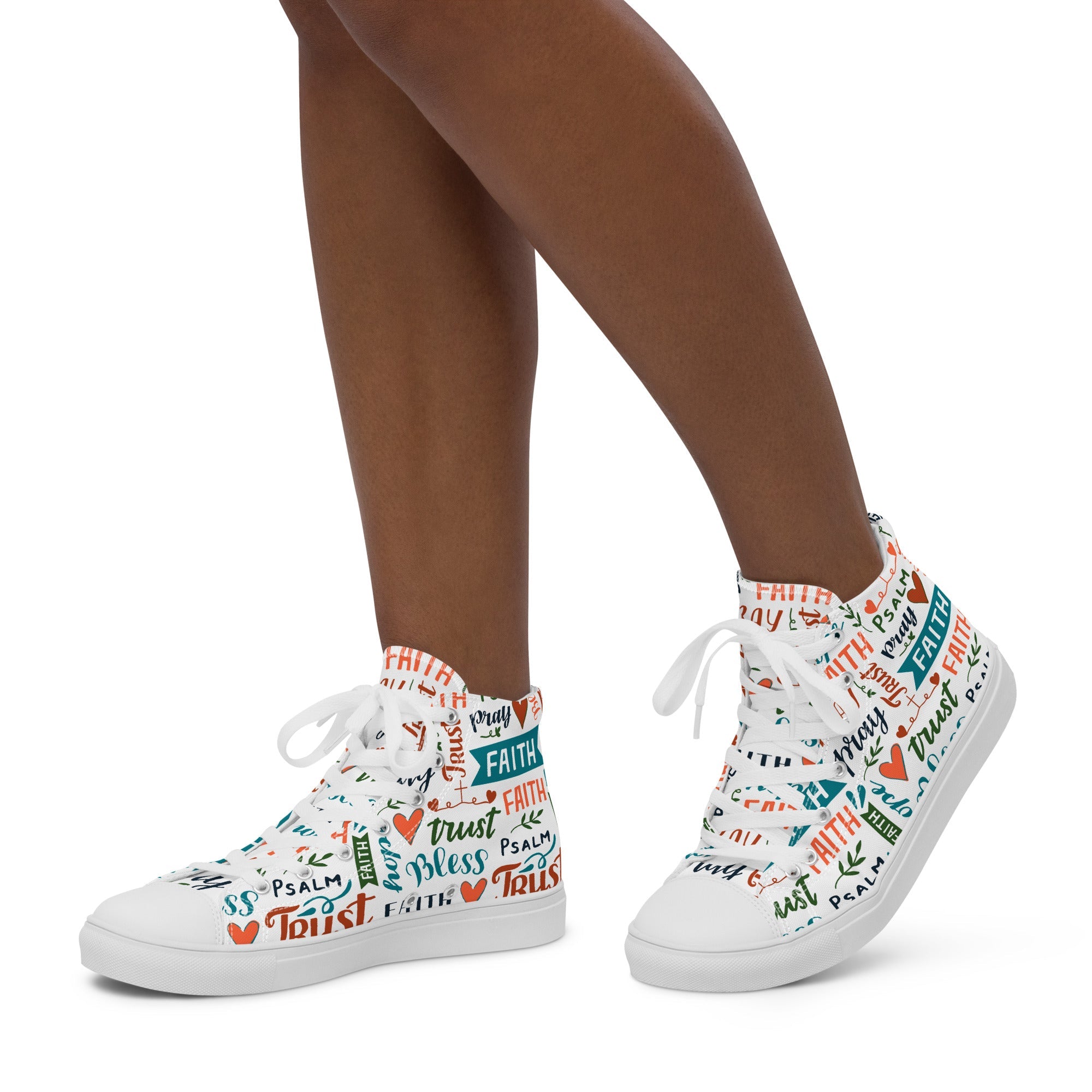 Faith Trust Women’s High Top Canvas Shoes - Jesus Passion Apparel