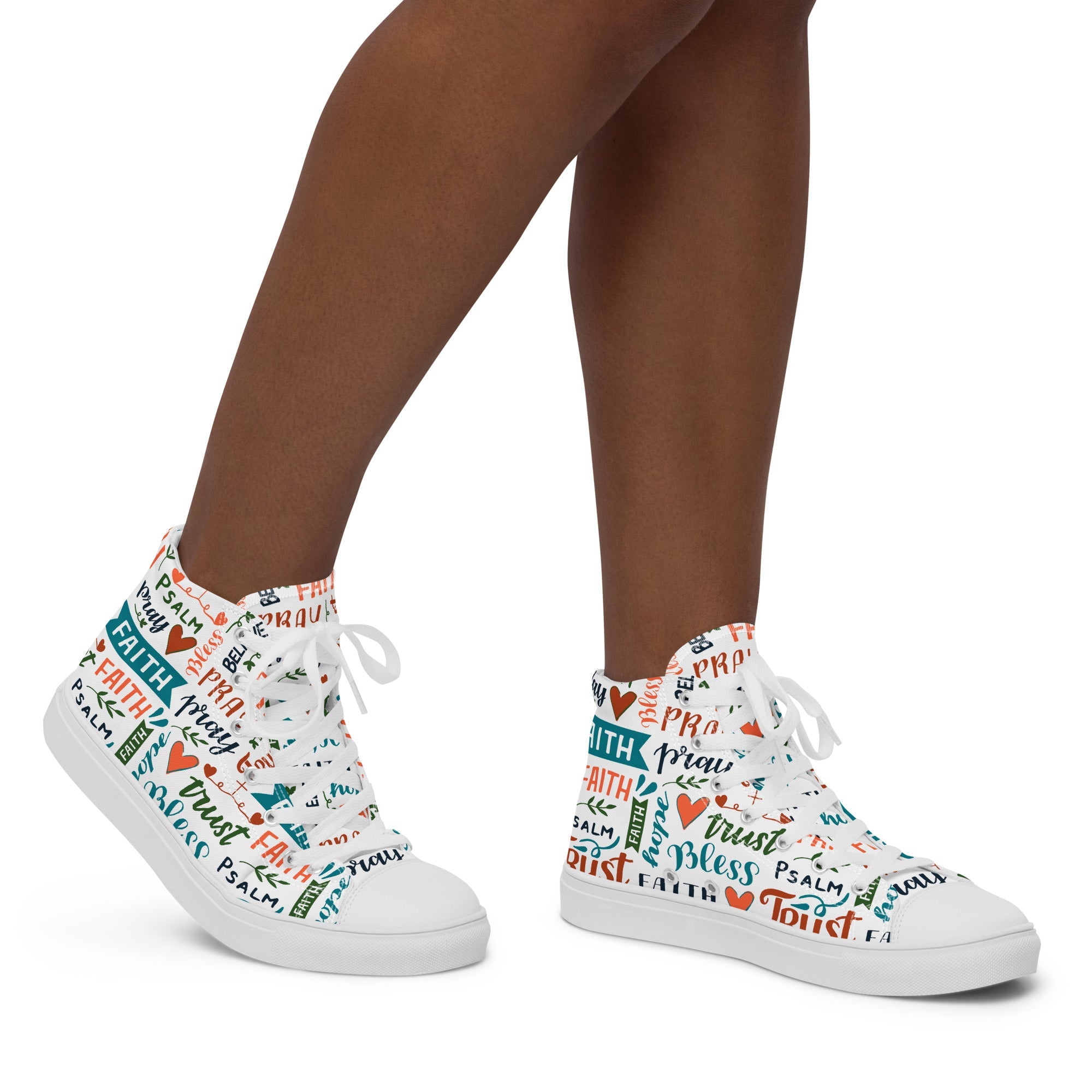 Faith Trust Women’s High Top Canvas Shoes - Jesus Passion Apparel