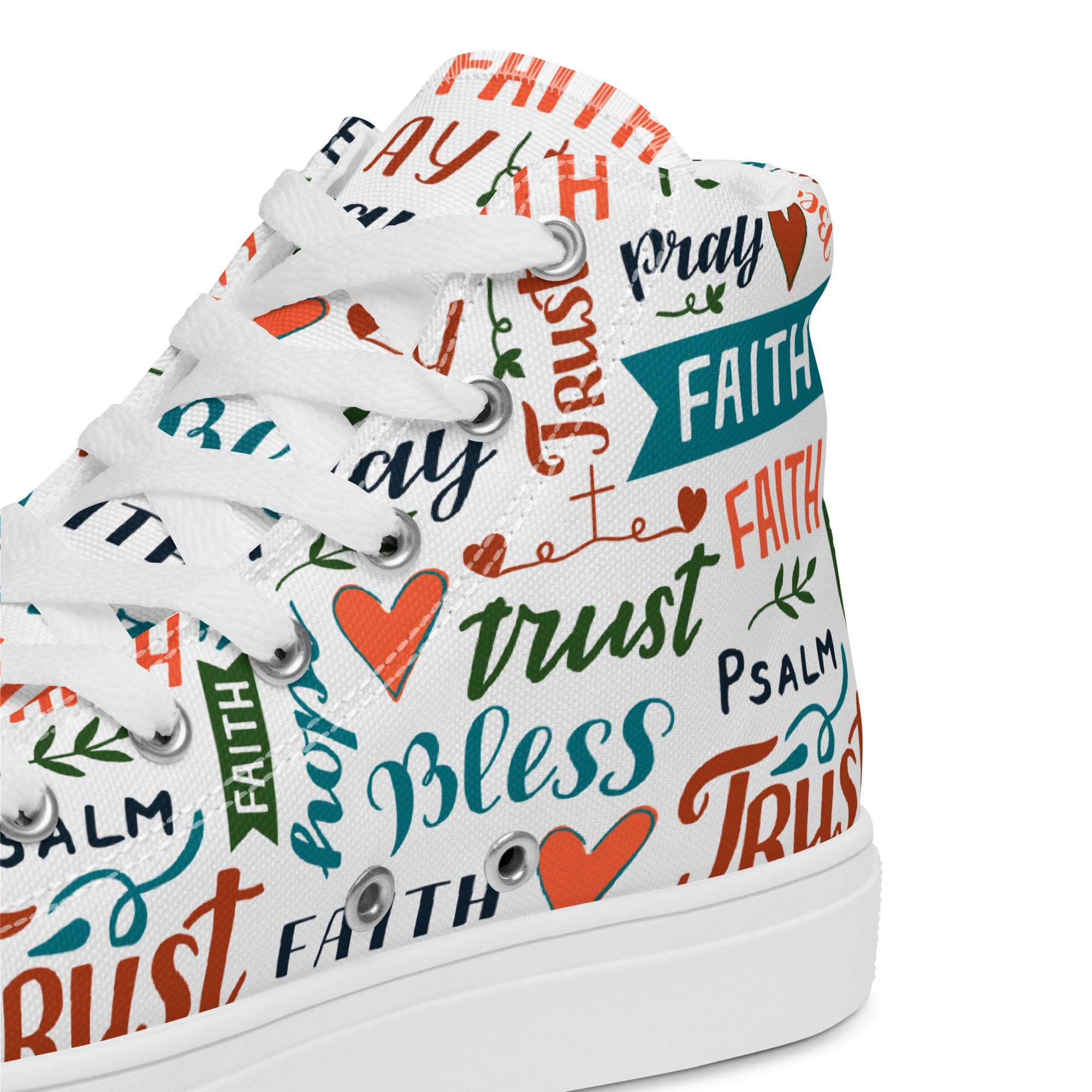 Faith Trust Women’s High Top Canvas Shoes - Jesus Passion Apparel