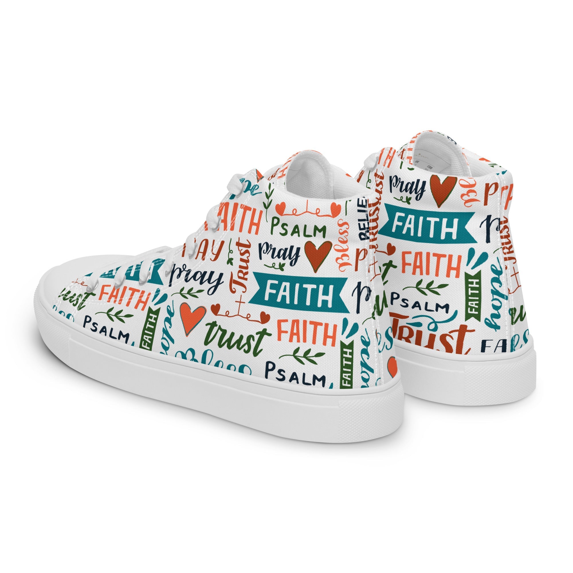 Faith Trust Women’s High Top Canvas Shoes - Jesus Passion Apparel