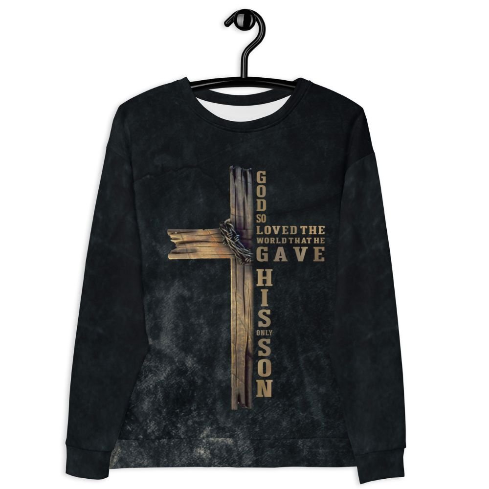 For God So Loved the World John 3:16 Men's Fleece Unisex - Fit - Black - Original Grunge Design - Jesus Passion Apparel