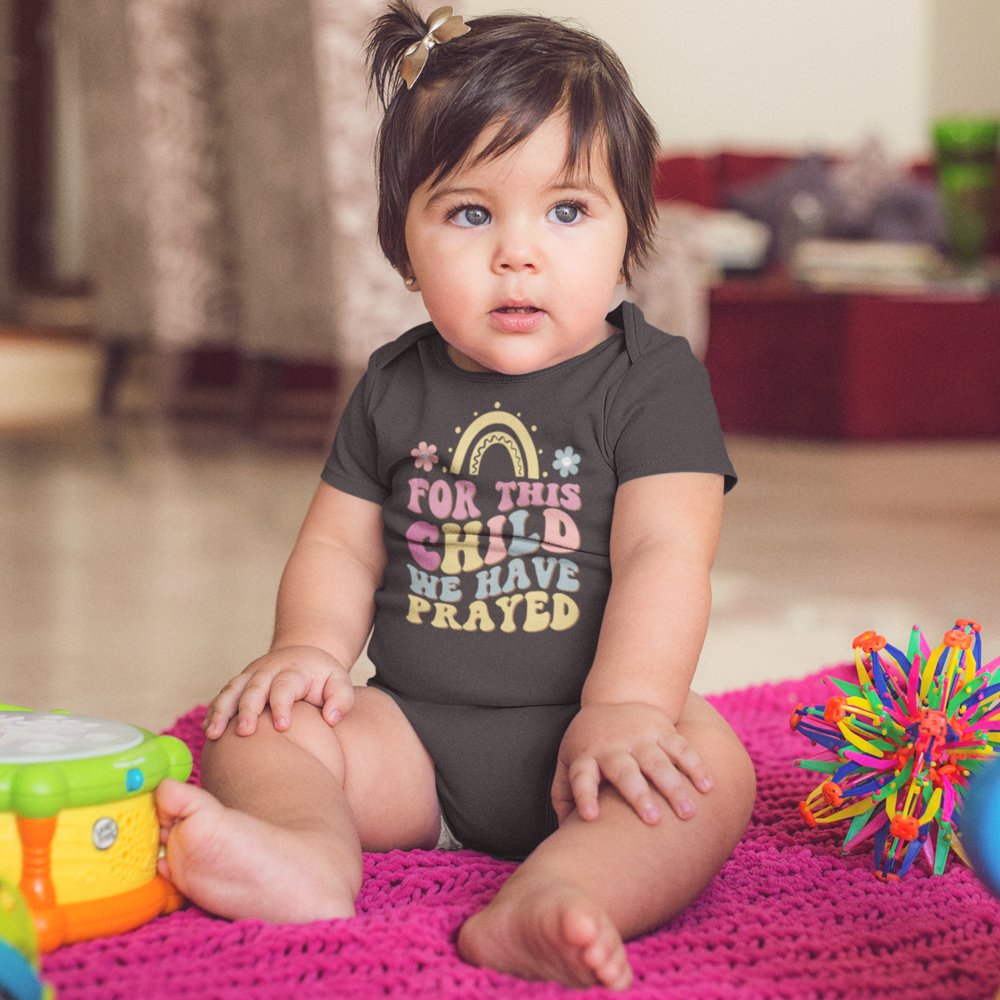 For This Child We Have Prayed Retro - Inspirted Baby Bodysuit - Jesus Passion Apparel