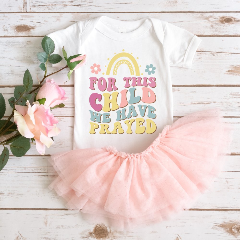 For This Child We Have Prayed Retro - Inspirted Baby Bodysuit - Jesus Passion Apparel