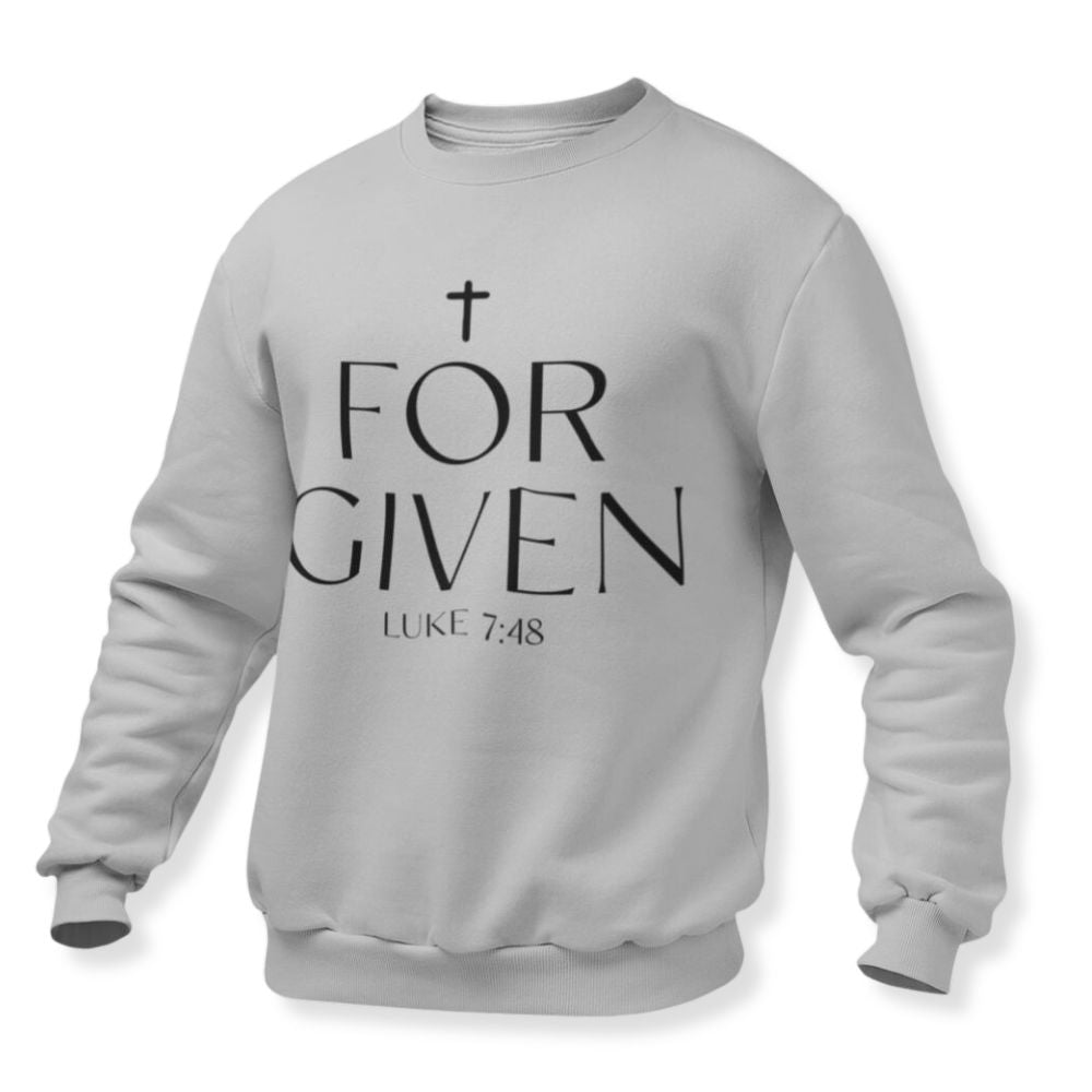 Forgiven Luke 7:48 Women's Fleece Unisex - Fit Sweatshirt White / Sport Grey - Jesus Passion Apparel