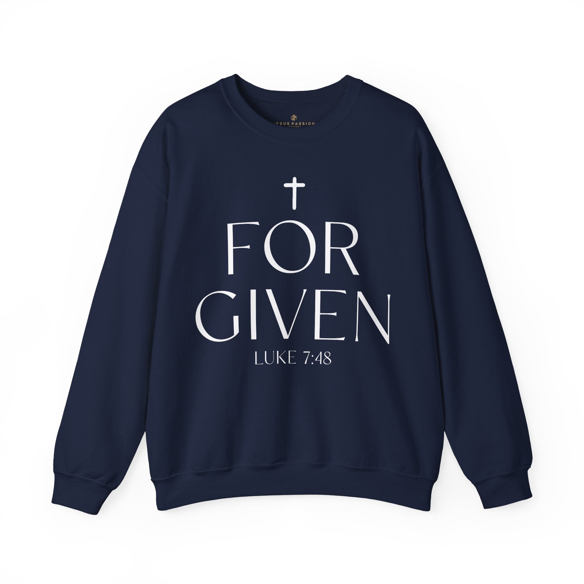 Forgiven Women's Fleece Unisex Sweatshirt Navy / Pink Heliconia - Jesus Passion Apparel