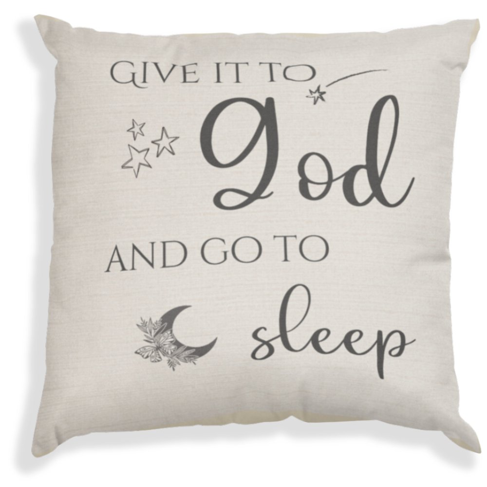 Give it to God Script with Natural Linen Design Premium Pillows - Jesus Passion Apparel