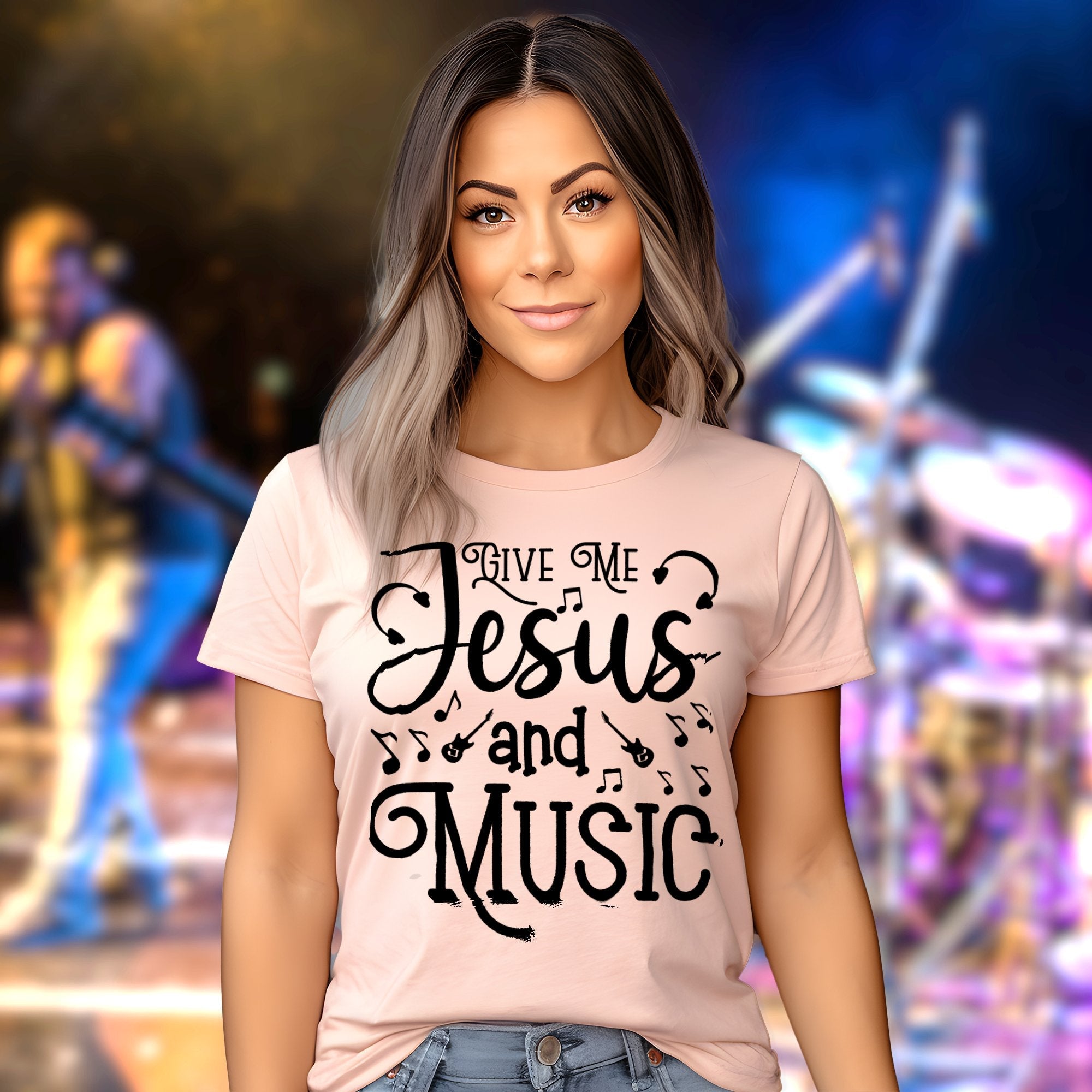 Give Me Jesus and Music Notes Detail Women's Jersey Short Sleeve T-Shirt - Jesus Passion Apparel