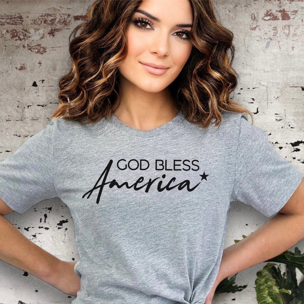 God Bless America Women's Short Sleeve Patriotic T-shirt - Jesus Passion Apparel