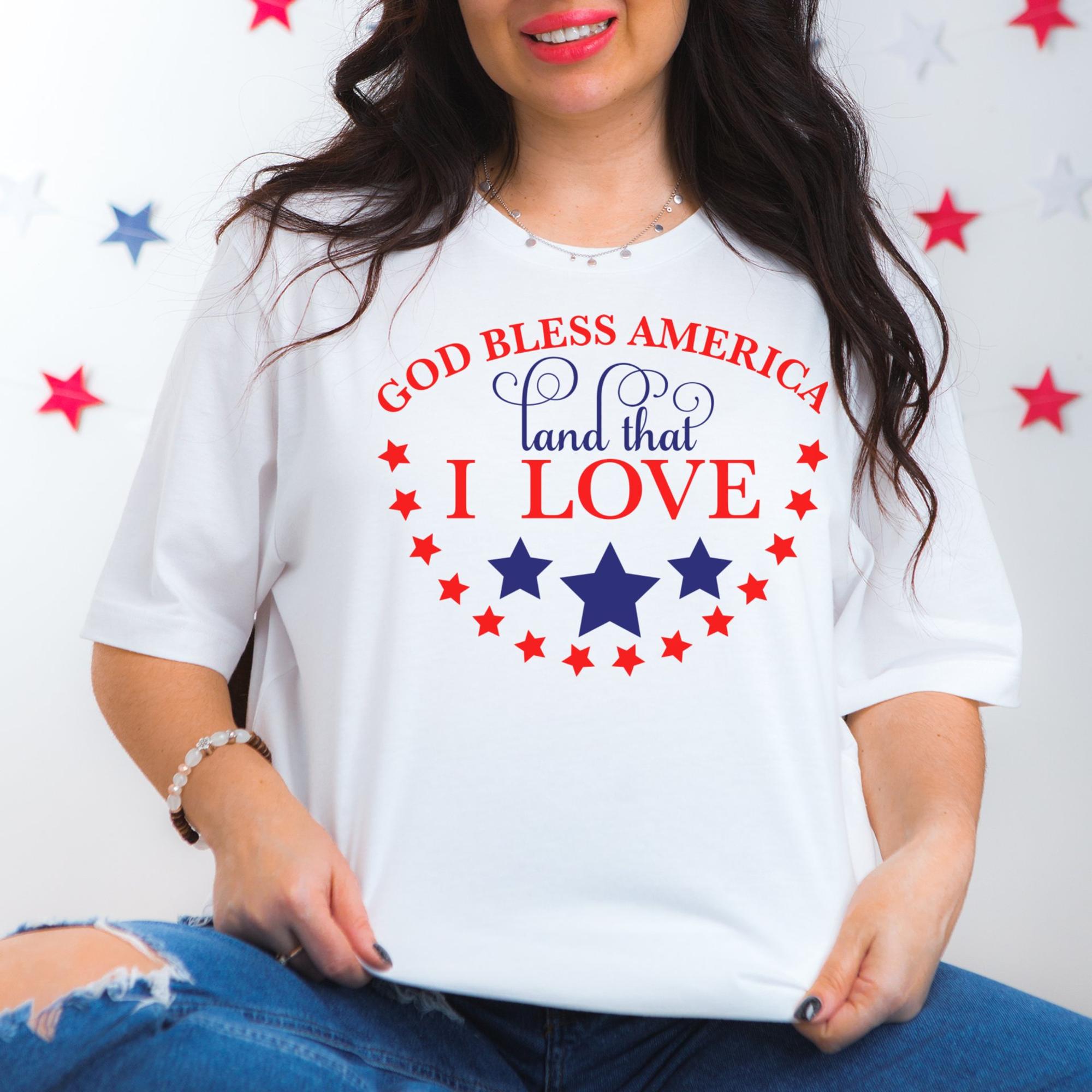 God Bless America Women's Short Sleeve Patriotic T-Shirt - Jesus Passion Apparel