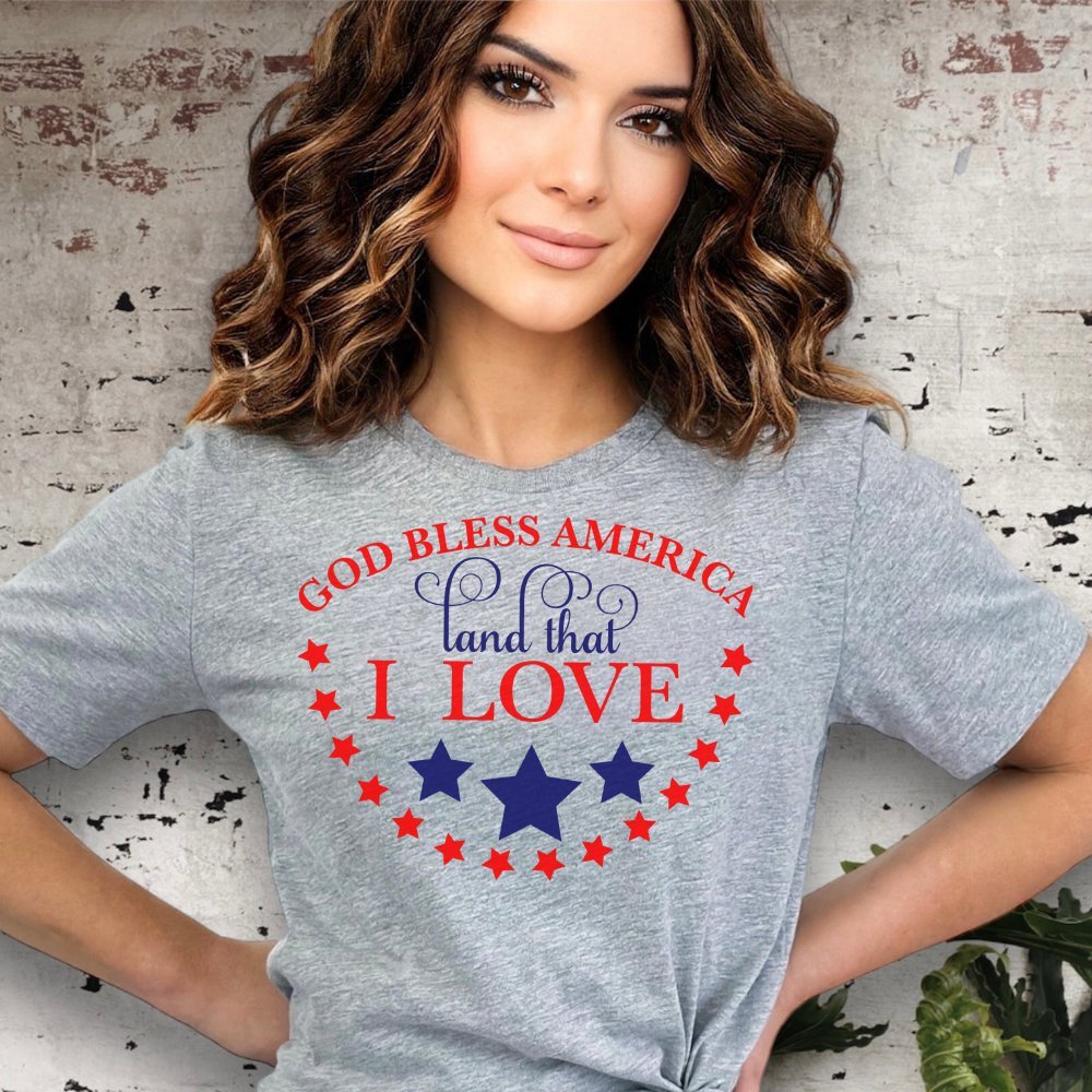 God Bless America Women's Short Sleeve Patriotic T-Shirt - Jesus Passion Apparel
