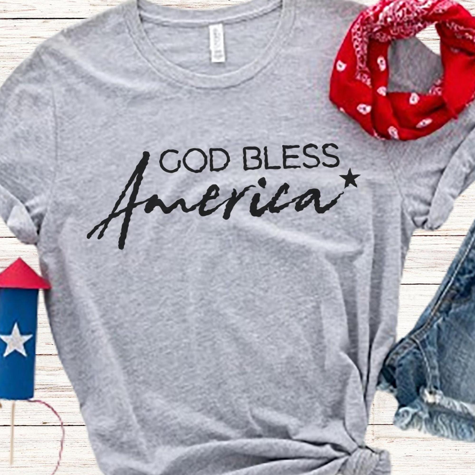 God Bless America Women's Short Sleeve Patriotic T-shirt - Jesus Passion Apparel