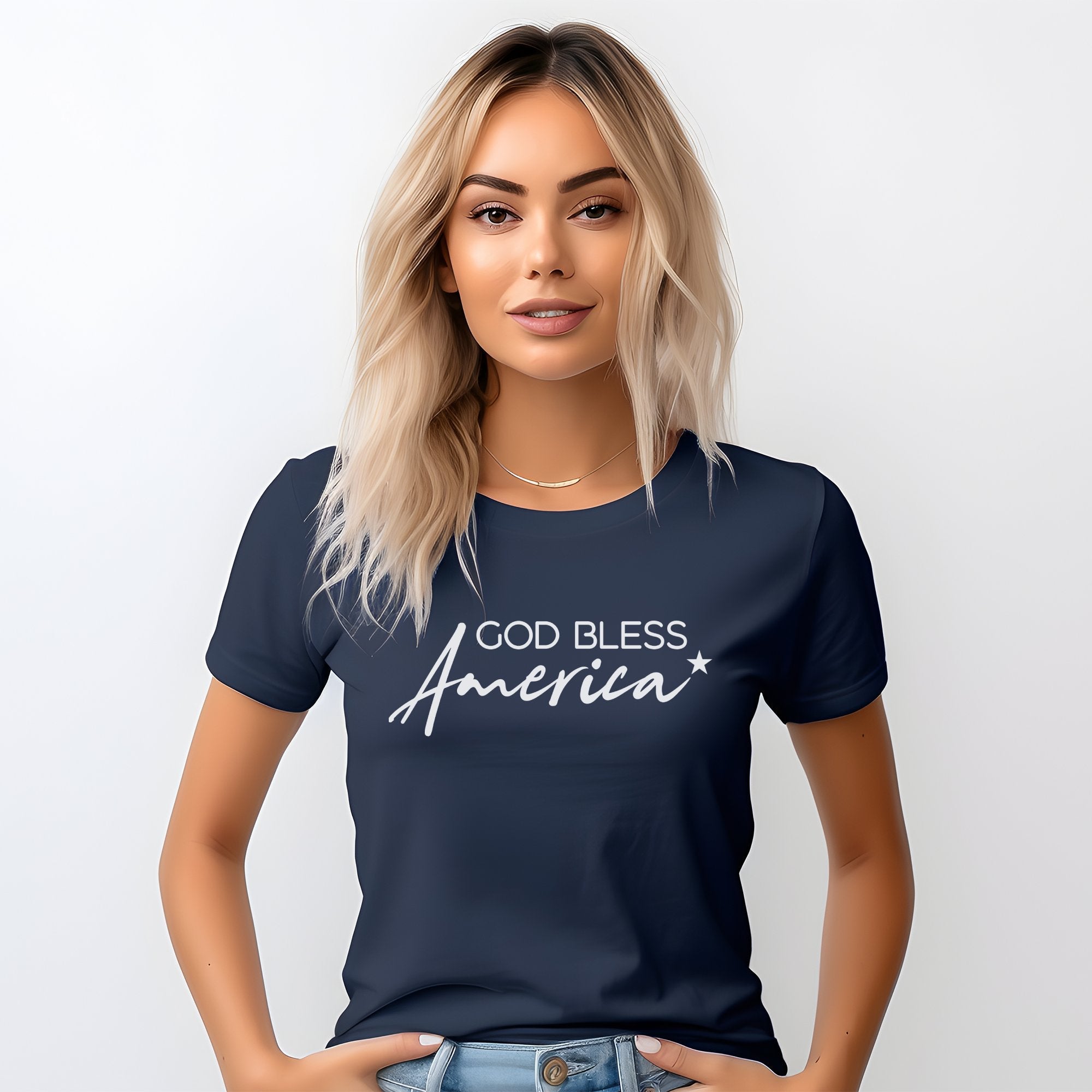 God Bless America Women's Short Sleeve T-shirt - Jesus Passion Apparel