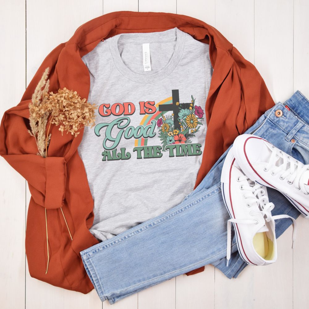 God is Good All the Time Rainbow Jersey Short Sleeve T-Shirt - Jesus Passion Apparel