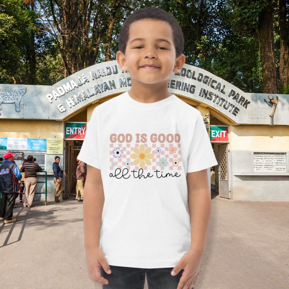 God is Good All The Time Sunflower Toddler's Fine Jersey Tee - Jesus Passion Apparel