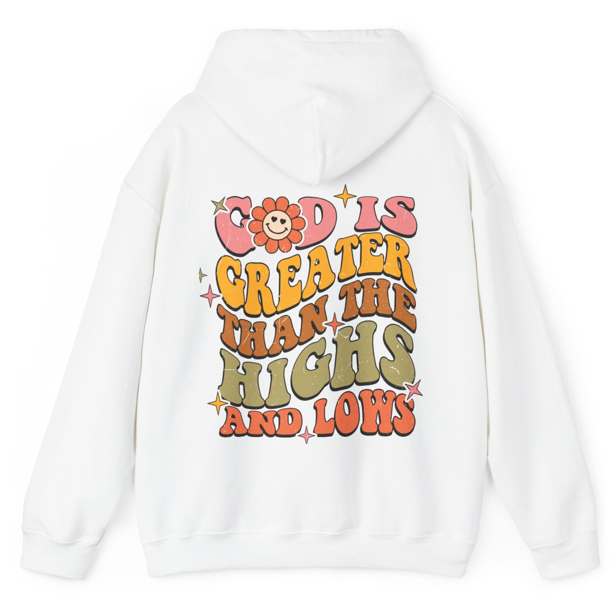 God is Greater than the Highs and Lows Retro - Inspired Unisex - Fit Hoodie Heavy Blend - Jesus Passion Apparel