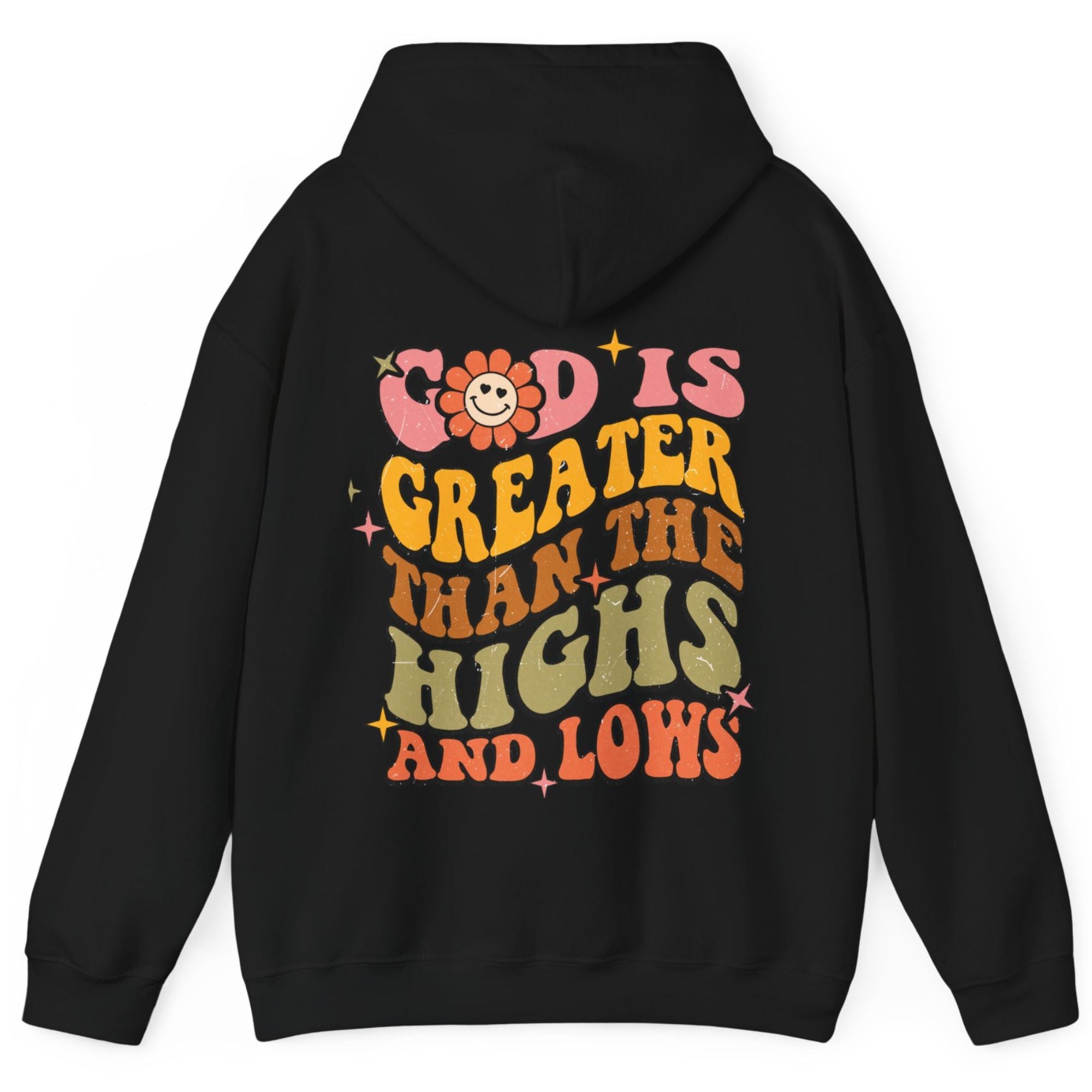 God is Greater than the Highs and Lows Retro - Inspired Unisex - Fit Hoodie Heavy Blend - Jesus Passion Apparel