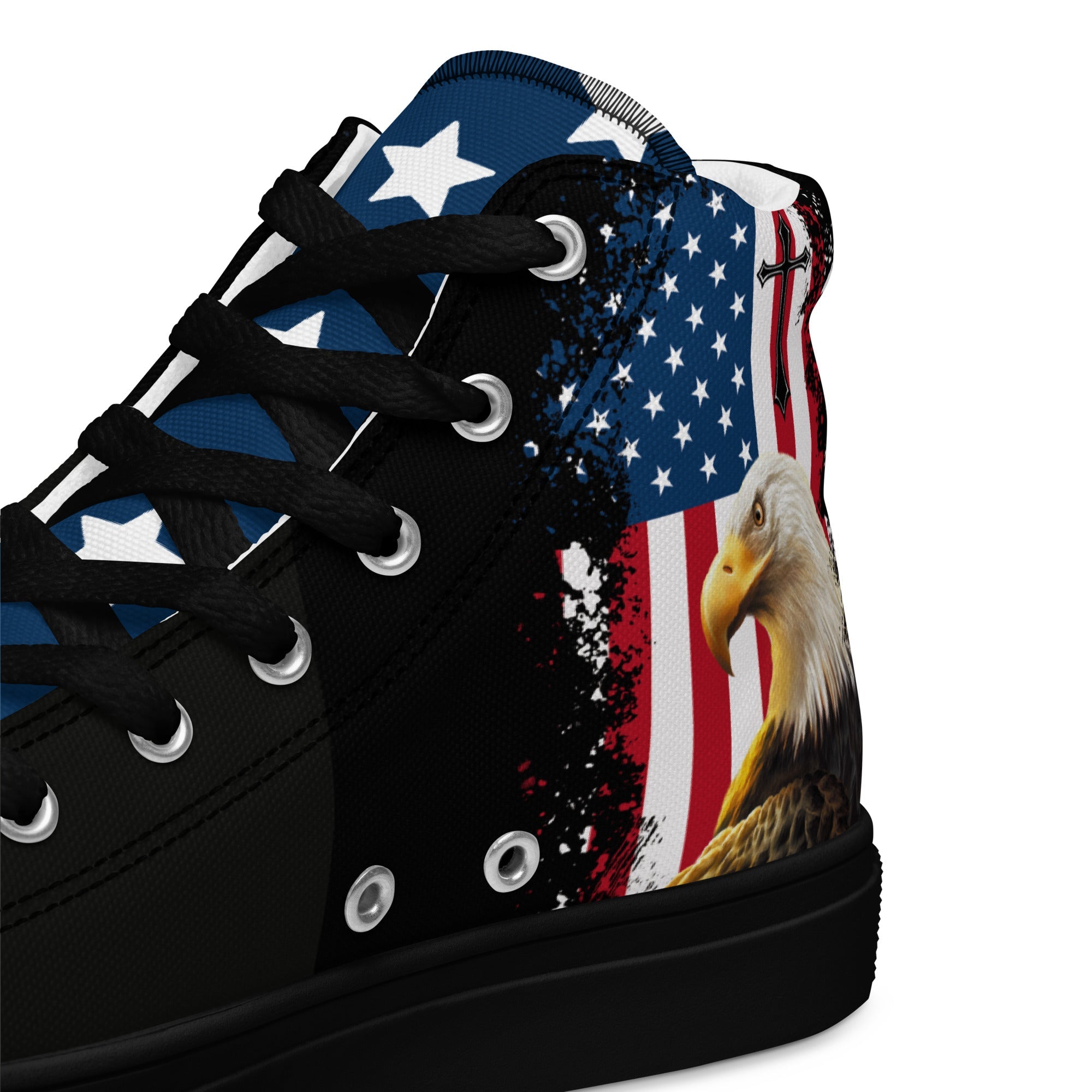 God We Trust Patriotic Eagle Men’s High Top Canvas Shoes - Jesus Passion Apparel