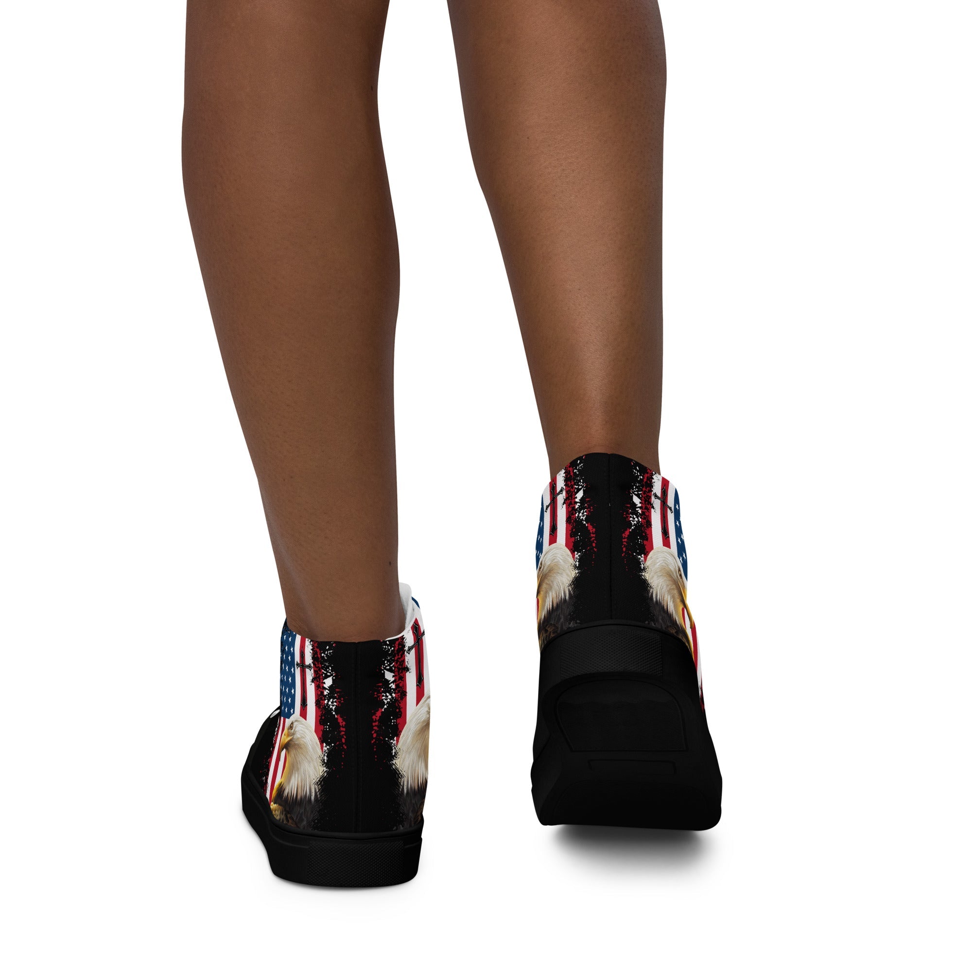 God We Trust Patriotic Eagle Women’s High Top Canvas Shoes - Jesus Passion Apparel