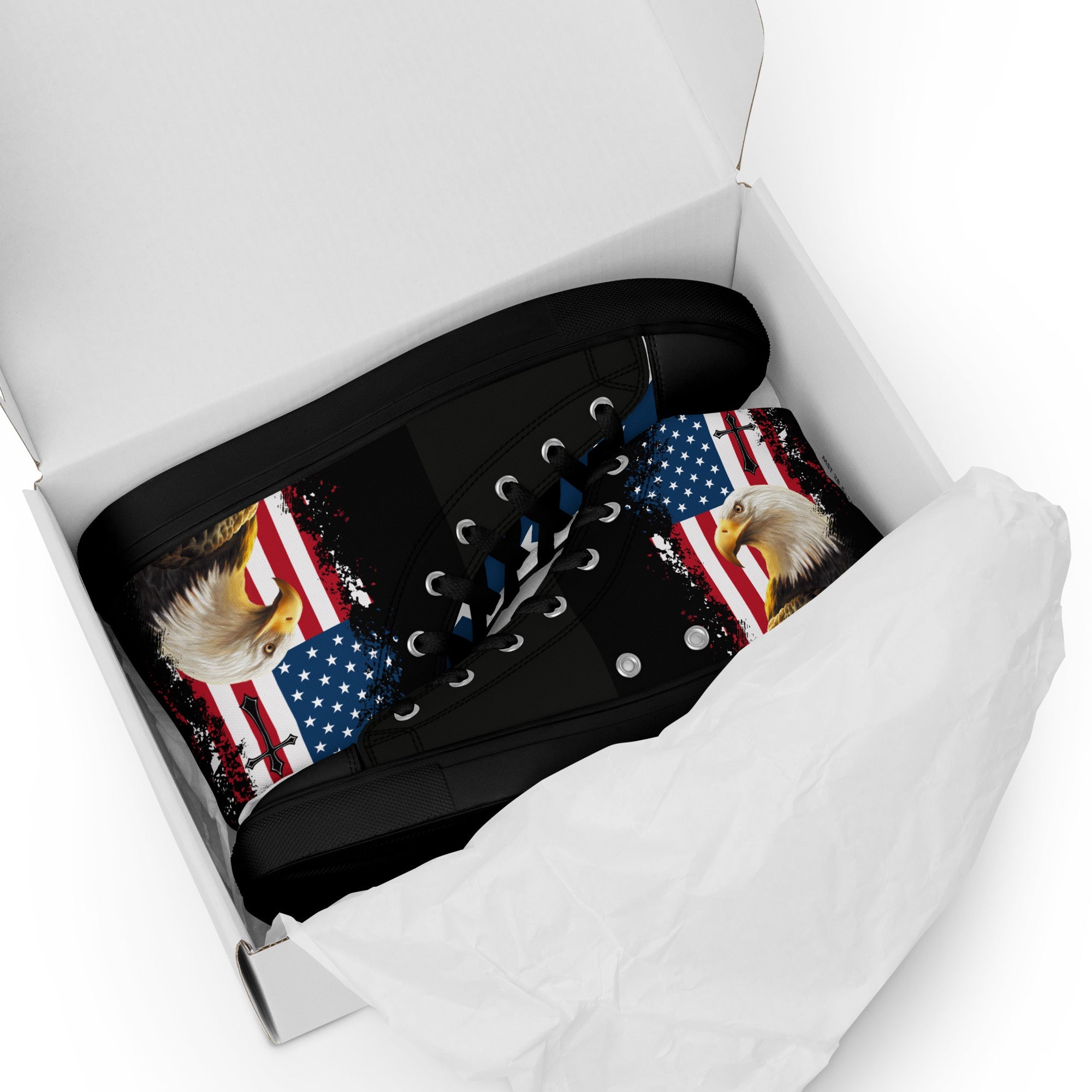 God We Trust Patriotic Eagle Women’s High Top Canvas Shoes - Jesus Passion Apparel