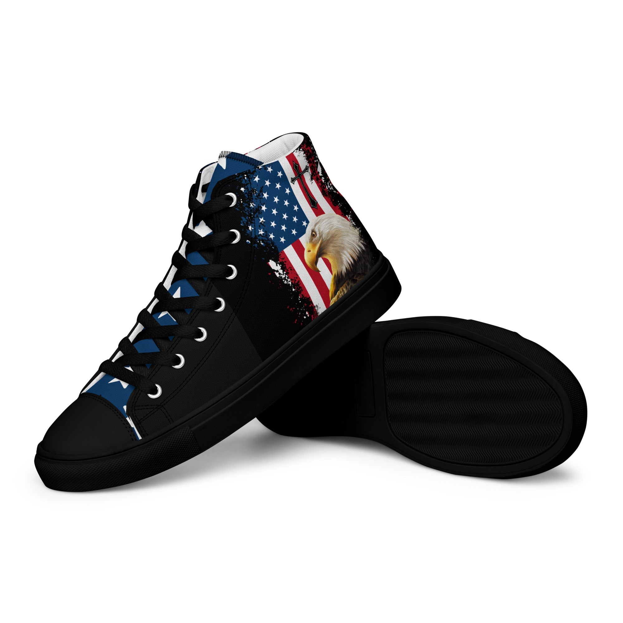 God We Trust Patriotic Eagle Women’s High Top Canvas Shoes - Jesus Passion Apparel