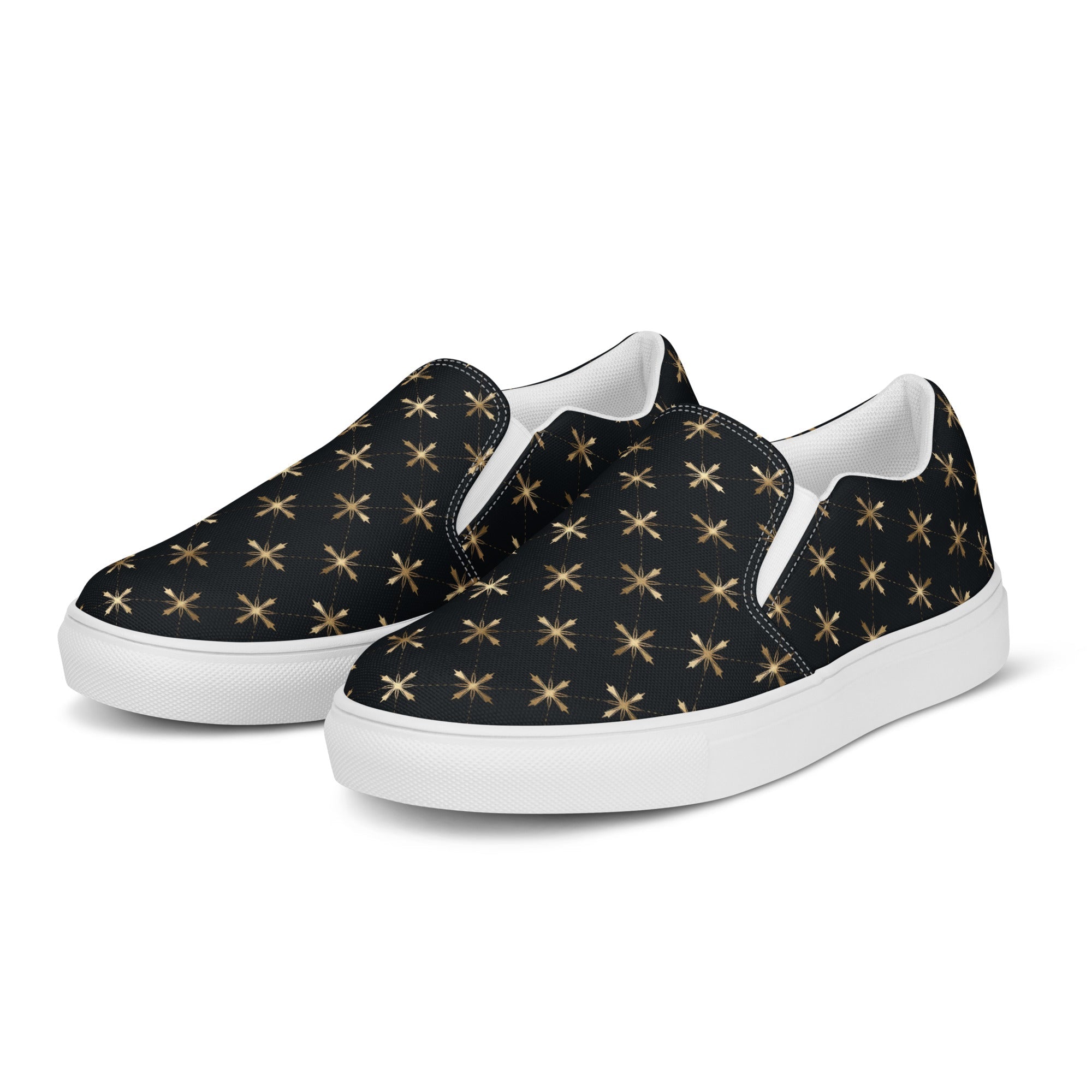 Gold Crosses Men’s slip - on canvas shoes - Jesus Passion Apparel
