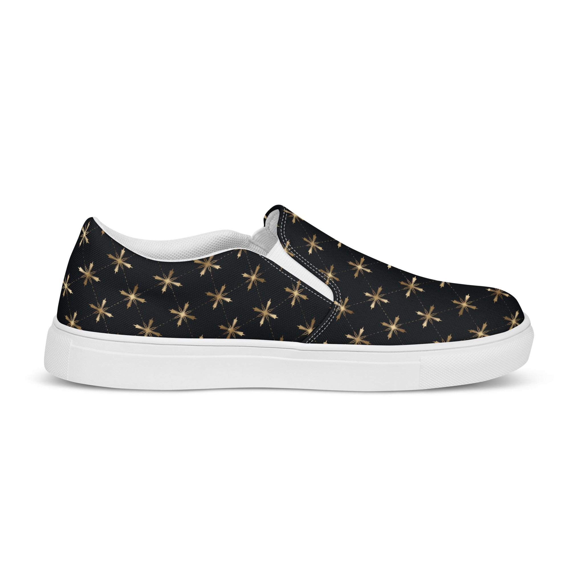 Gold Crosses Men’s slip - on canvas shoes - Jesus Passion Apparel