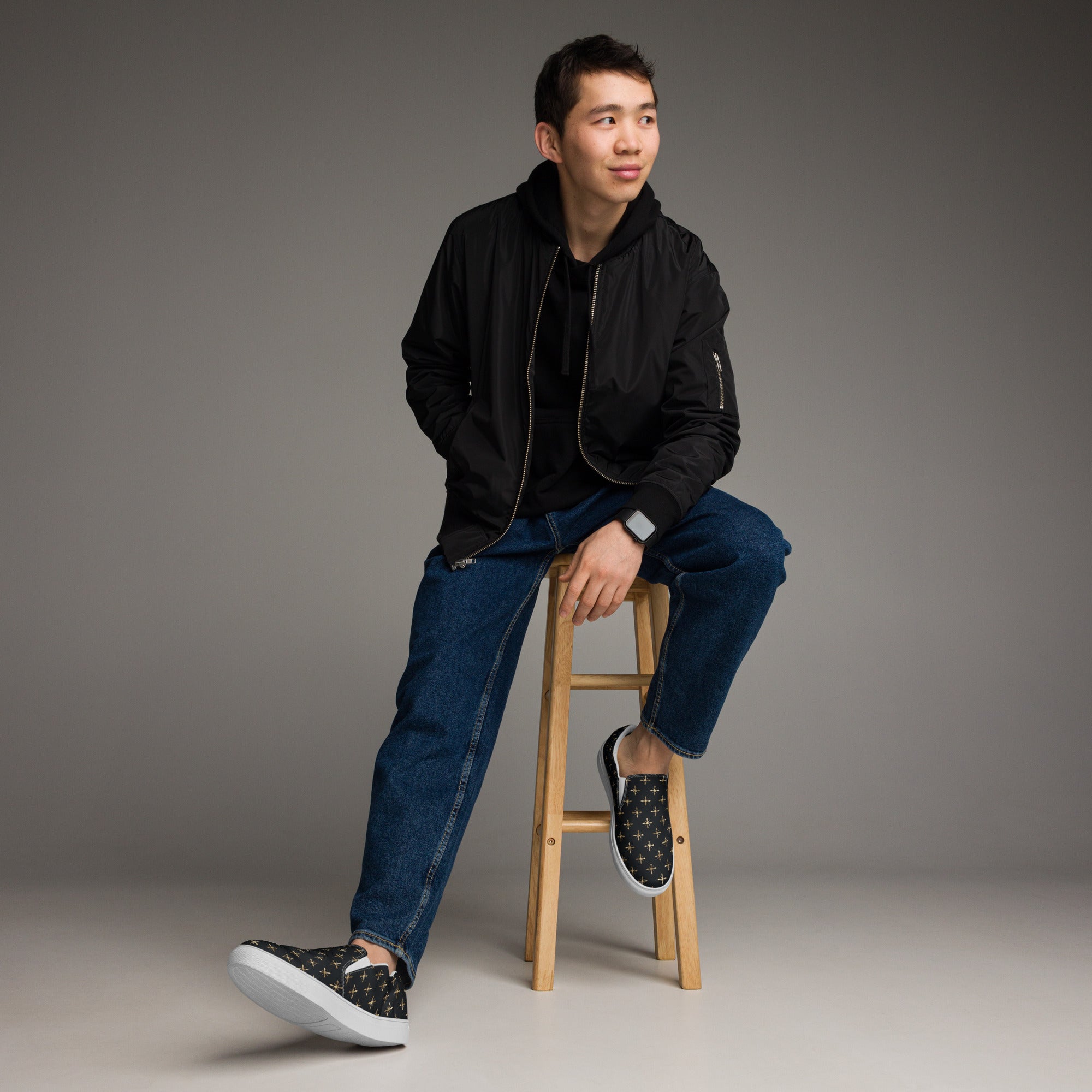 Gold Crosses Men’s slip - on canvas shoes - Jesus Passion Apparel