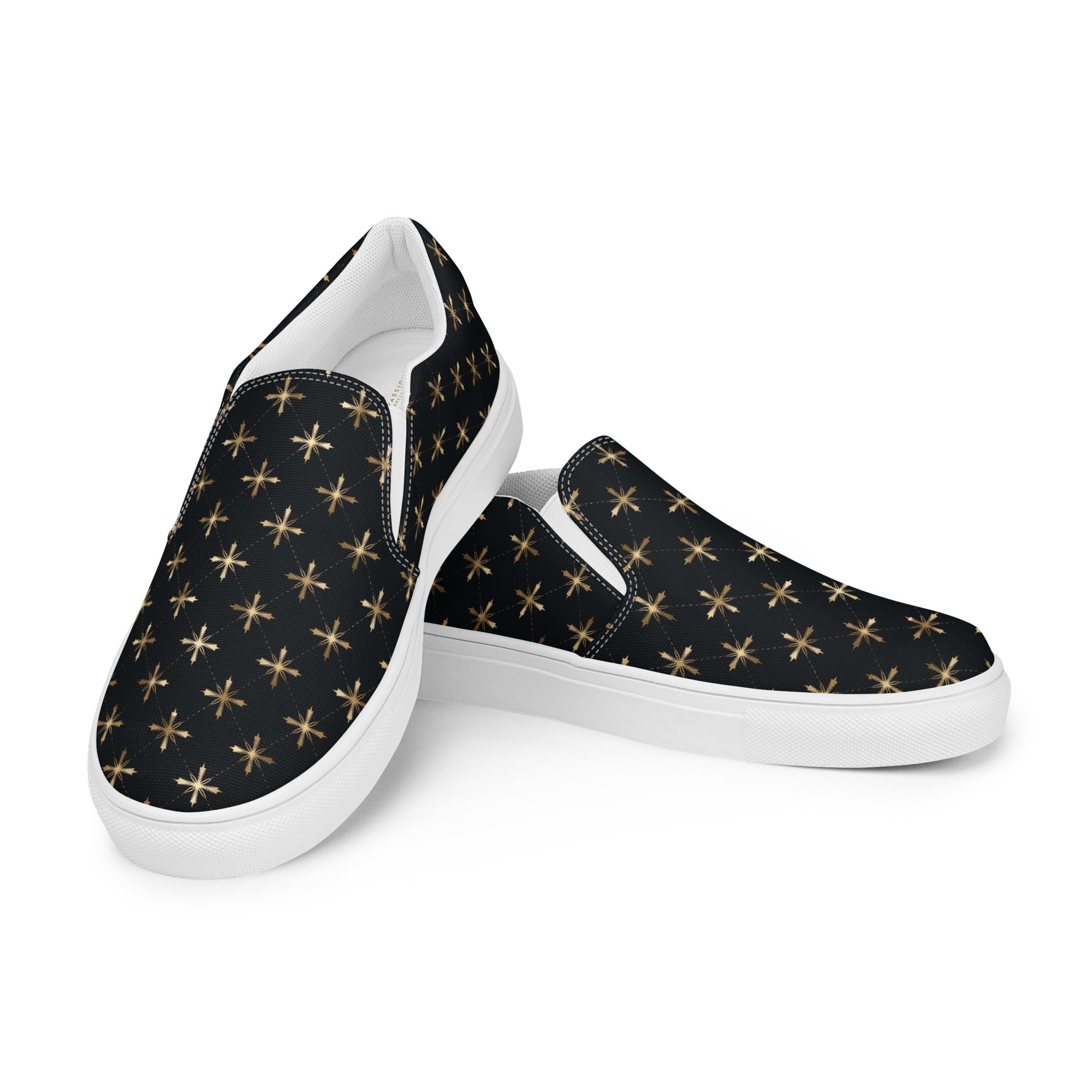 Gold Crosses Men’s slip - on canvas shoes - Jesus Passion Apparel