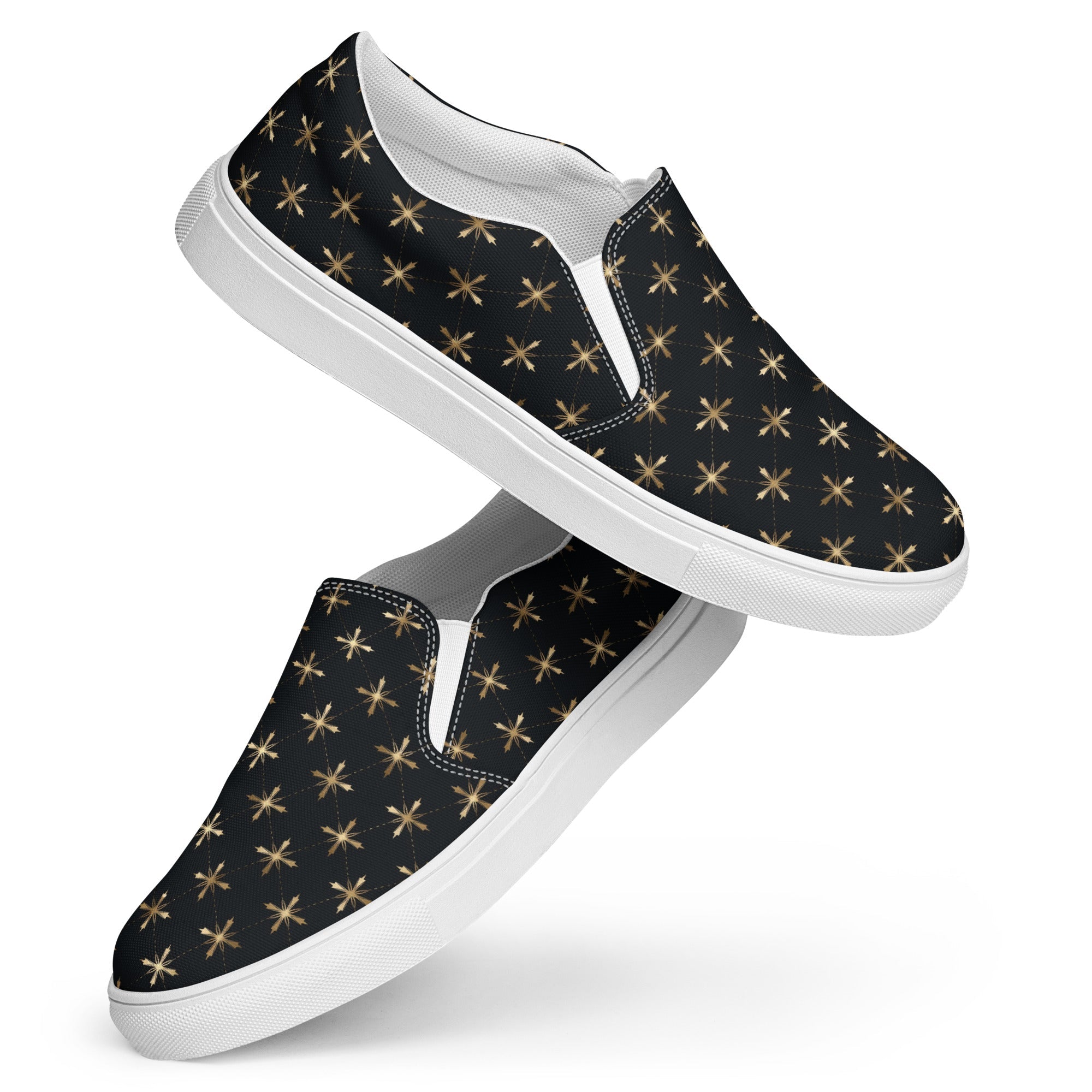 Gold Crosses Men’s slip - on canvas shoes - Jesus Passion Apparel