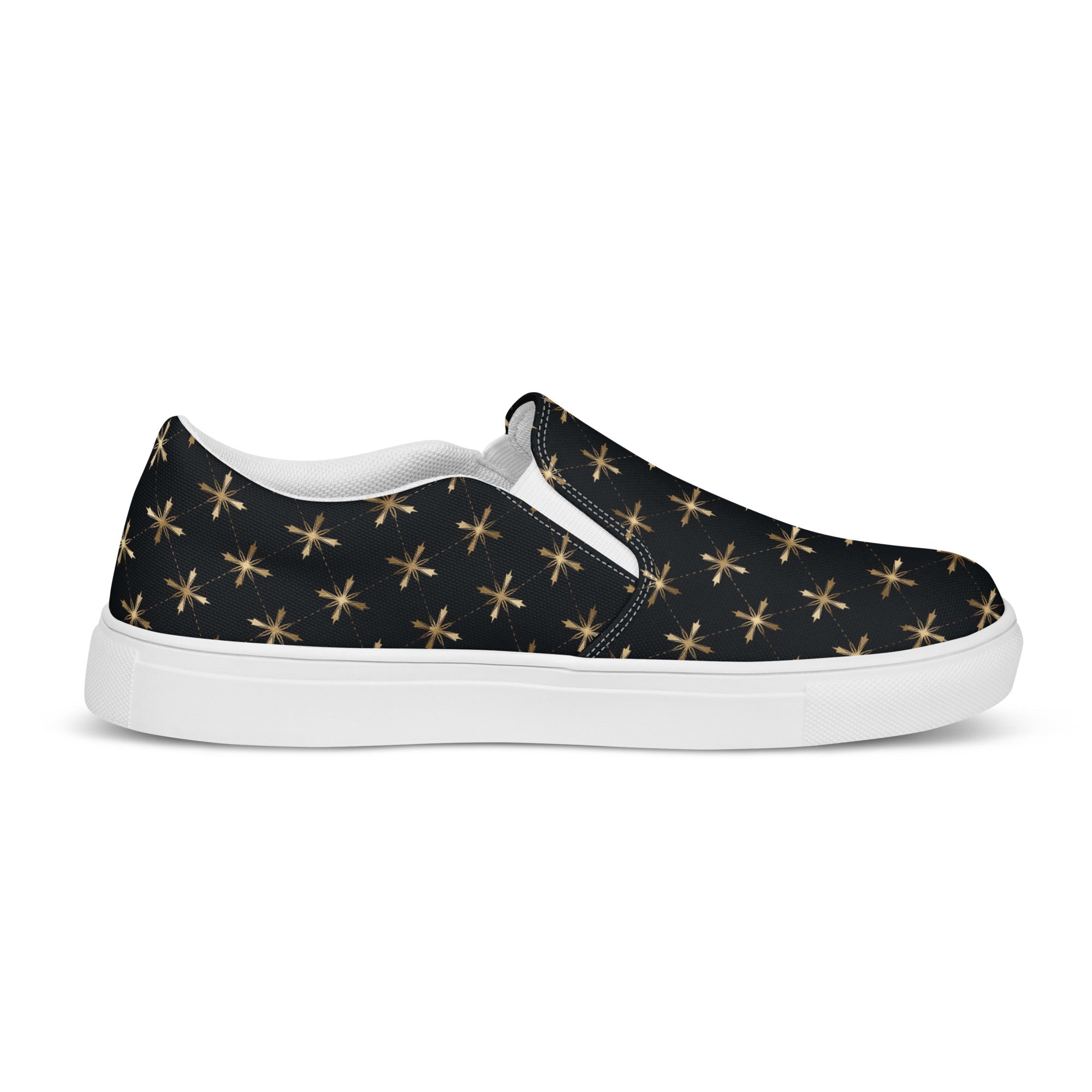 Gold Crosses Men’s slip - on canvas shoes - Jesus Passion Apparel
