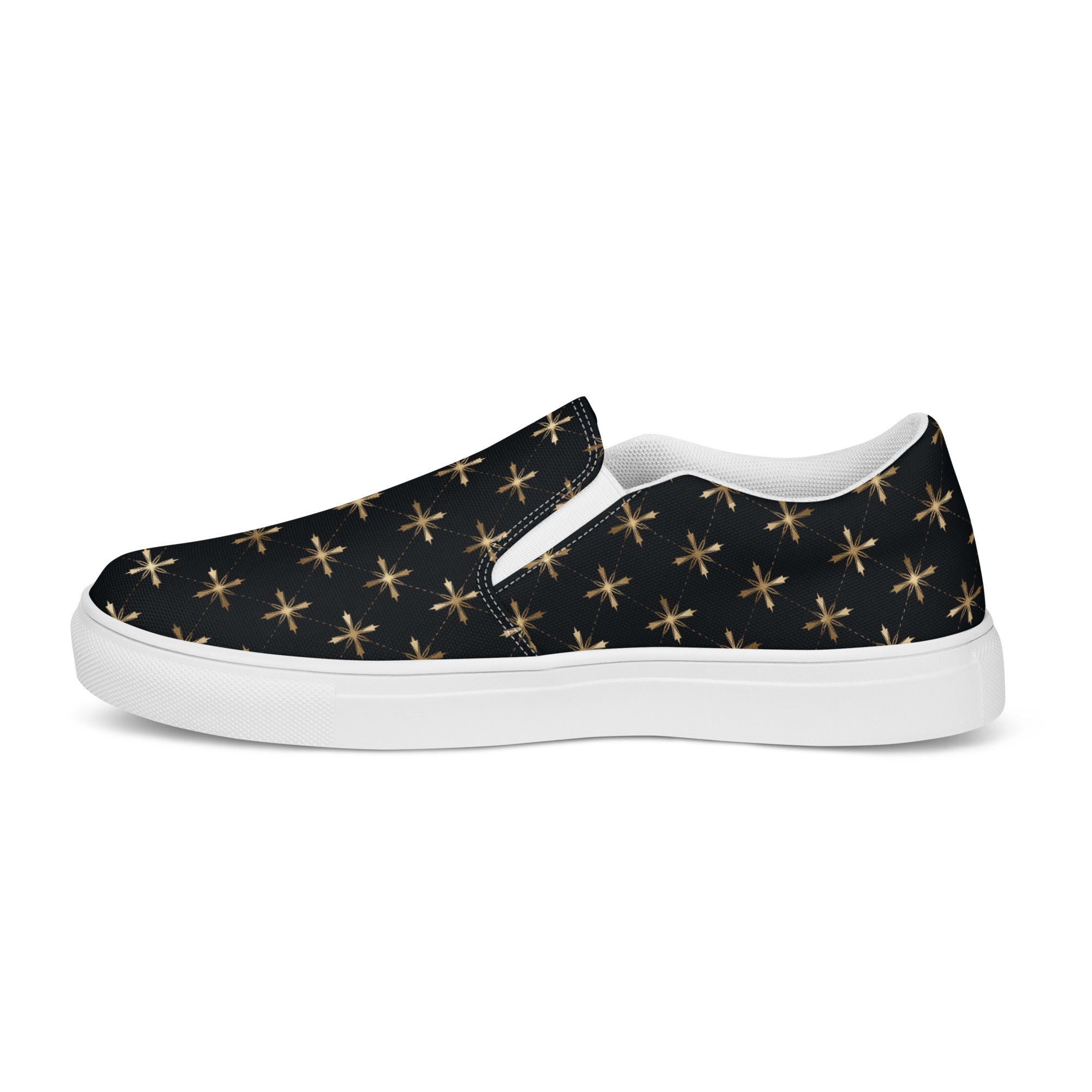Gold Crosses Women’s Slip - on Canvas Shoes - Jesus Passion Apparel
