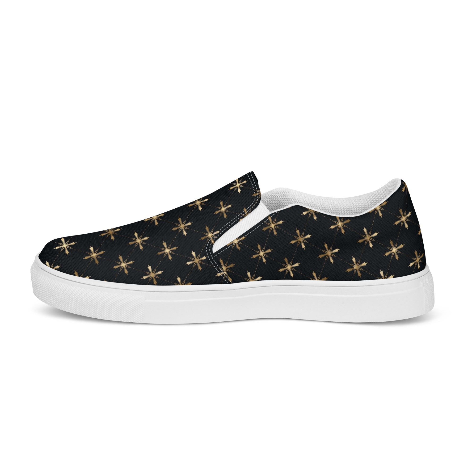 Gold Crosses Women’s Slip - on Canvas Shoes - Jesus Passion Apparel