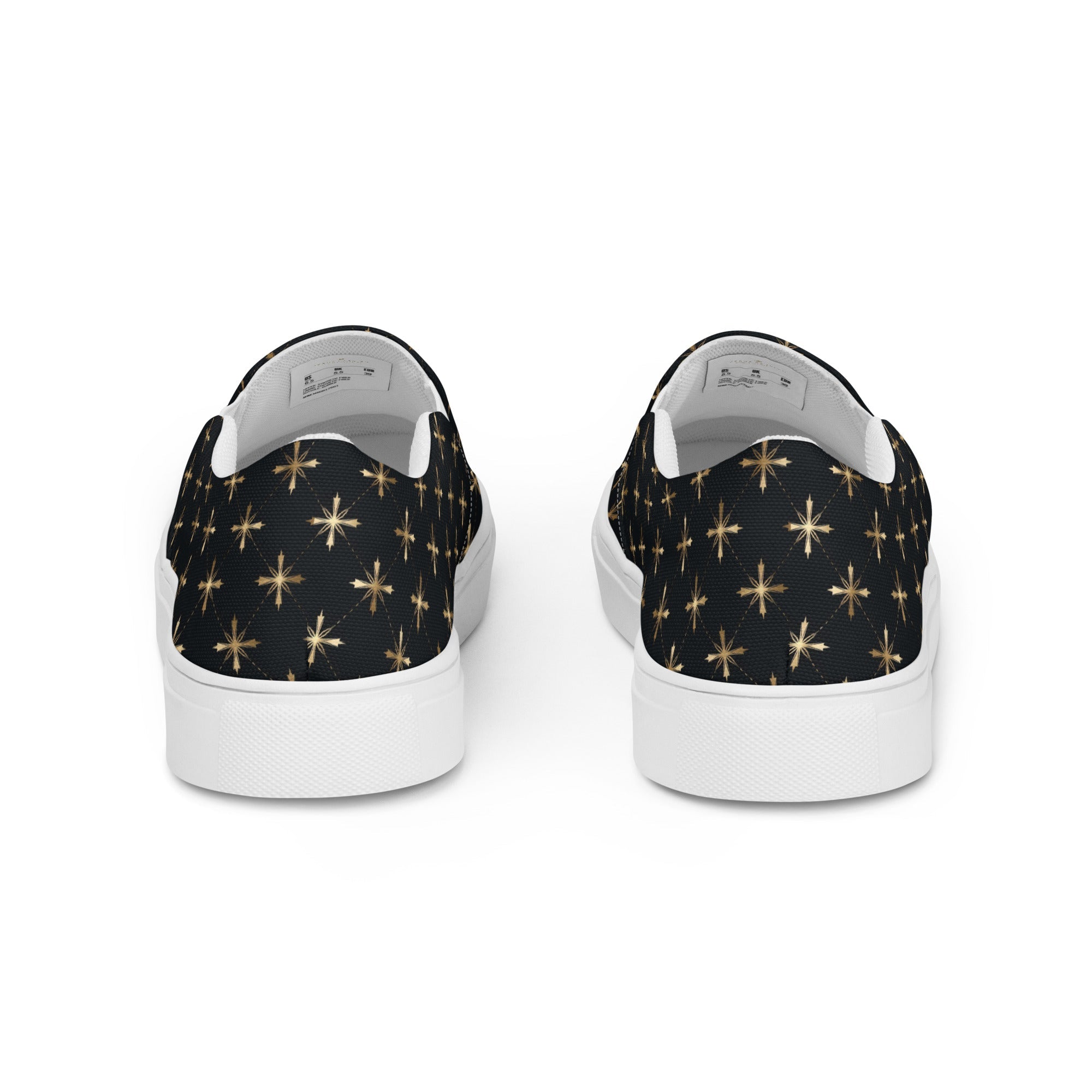 Gold Crosses Women’s Slip - on Canvas Shoes - Jesus Passion Apparel