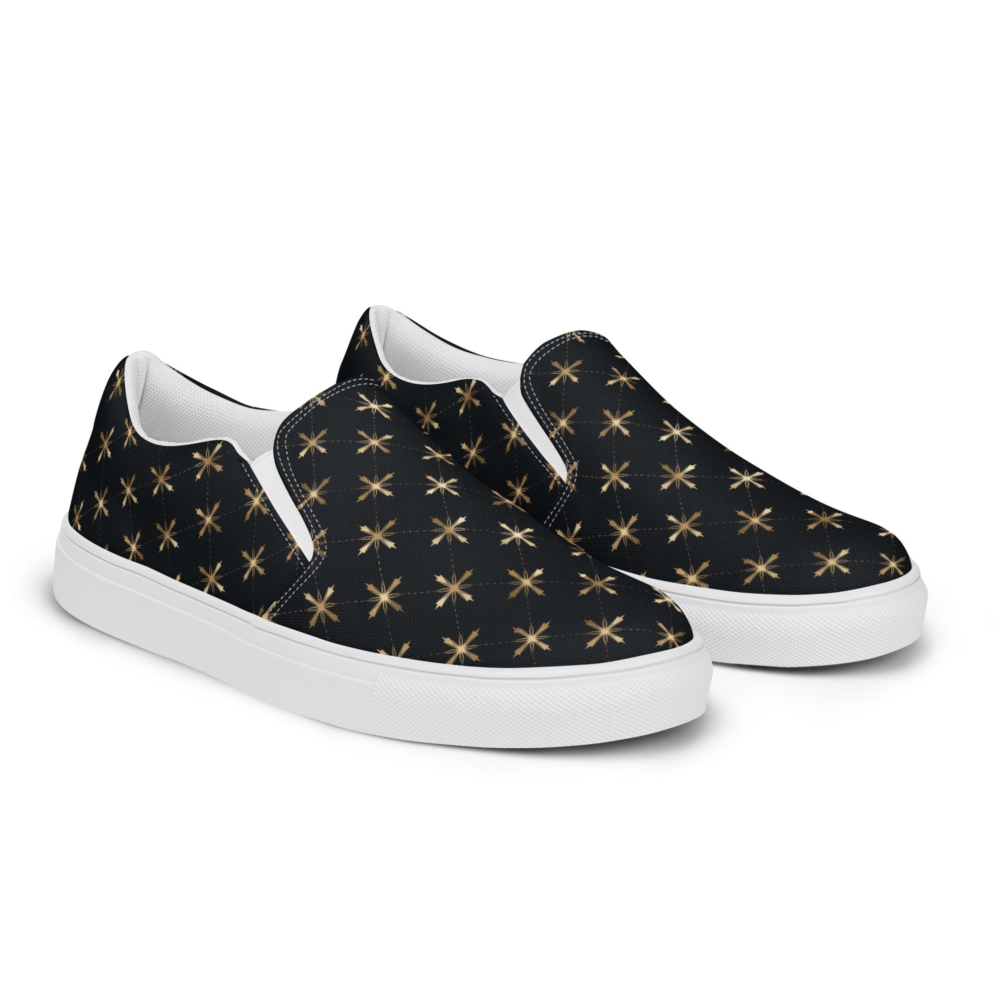 Gold Crosses Women’s Slip - on Canvas Shoes - Jesus Passion Apparel