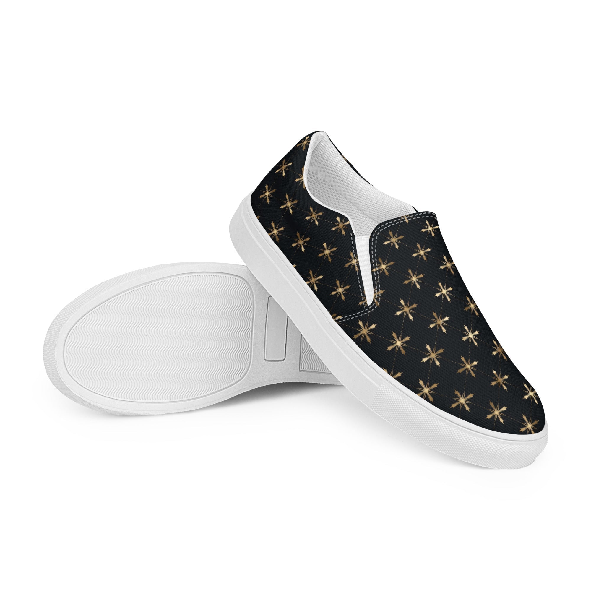 Gold Crosses Women’s Slip - on Canvas Shoes - Jesus Passion Apparel