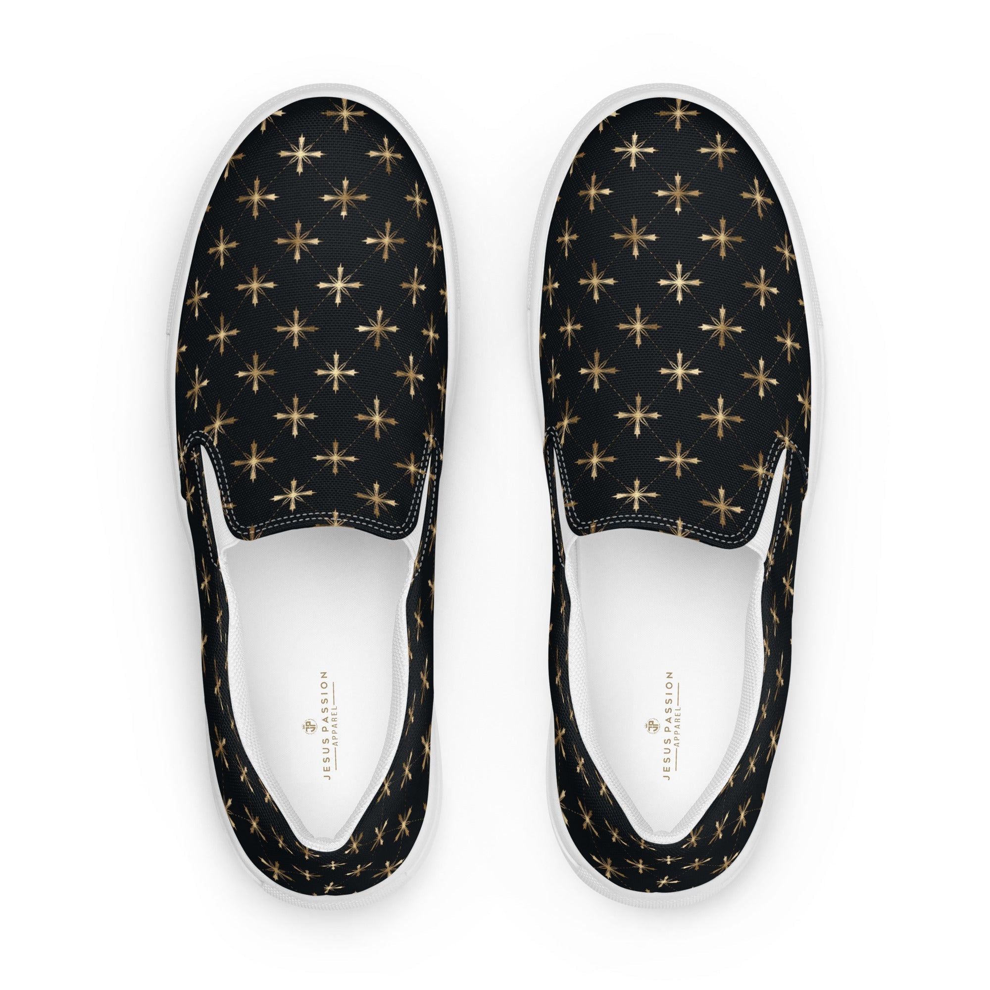 Gold Crosses Women’s Slip - on Canvas Shoes - Jesus Passion Apparel