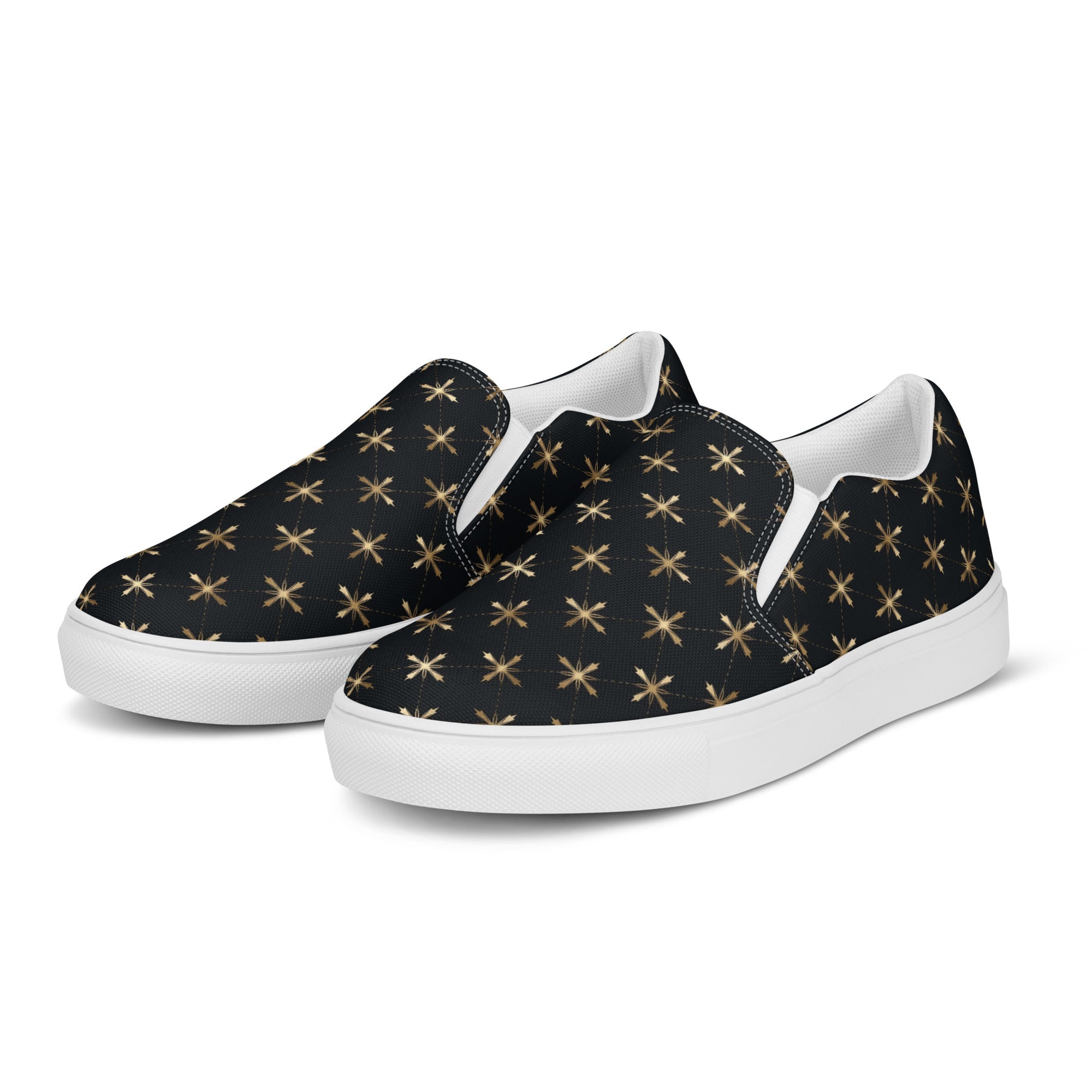 Gold Crosses Women’s Slip - on Canvas Shoes - Jesus Passion Apparel