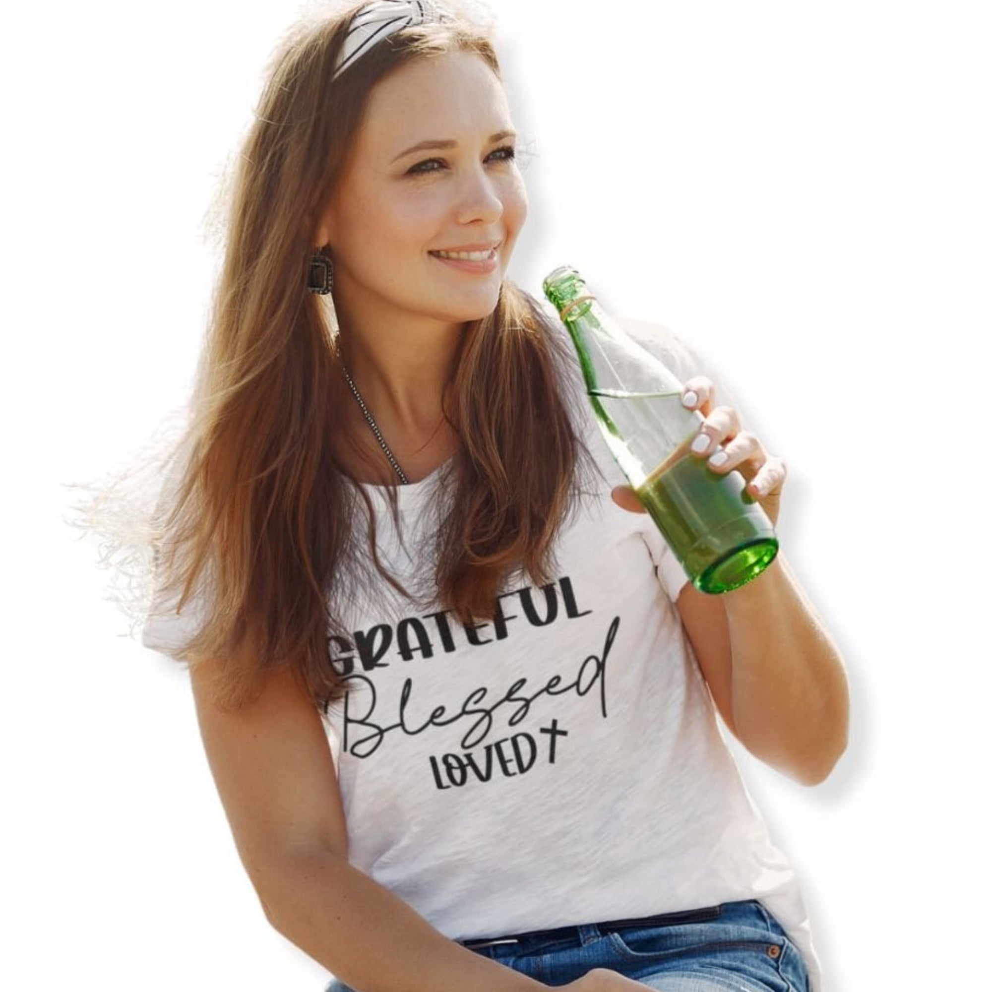 Grateful Blessed Loved Women's Relaxed - Fit Scoop Neck T-Shirt - Jesus Passion Apparel