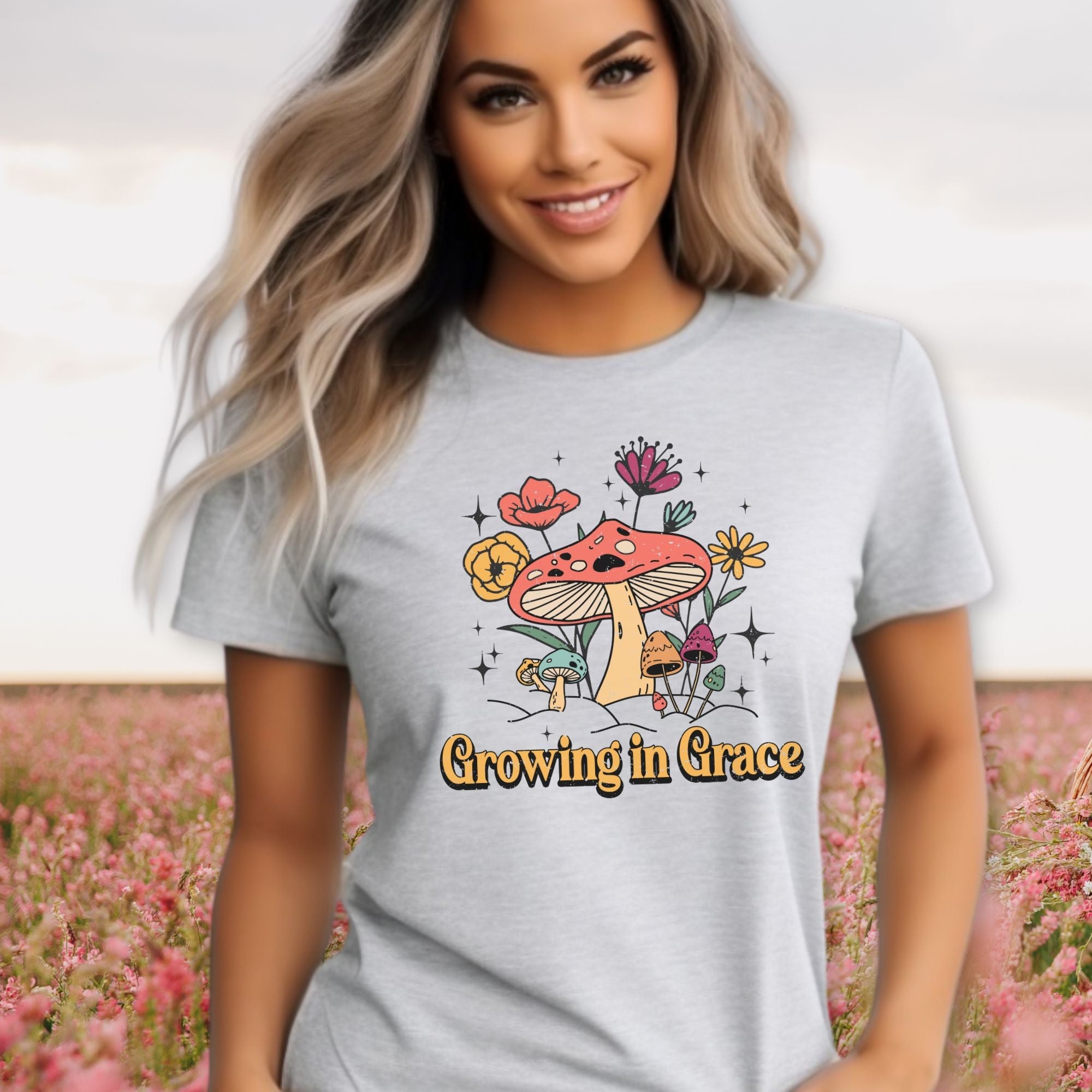 Growing in Grace Cute Mushroom Jersey Short Sleeve T-Shirt - Jesus Passion Apparel