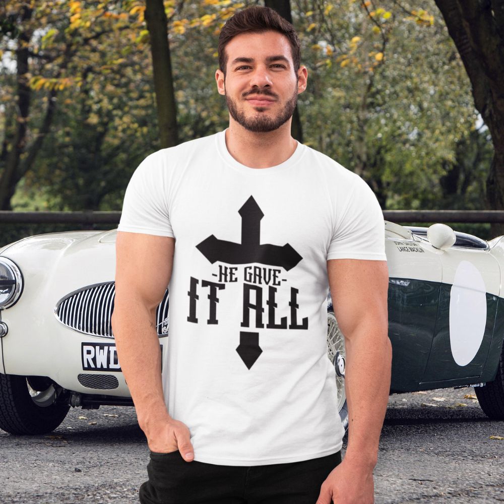 He Gave it All Cross Jersey Short Sleeve T-Shirt - Jesus Passion Apparel