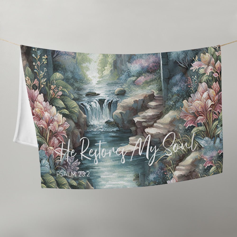 He Restores My Soul Throw Blanket - 2 Sizes - Jesus Passion Apparel