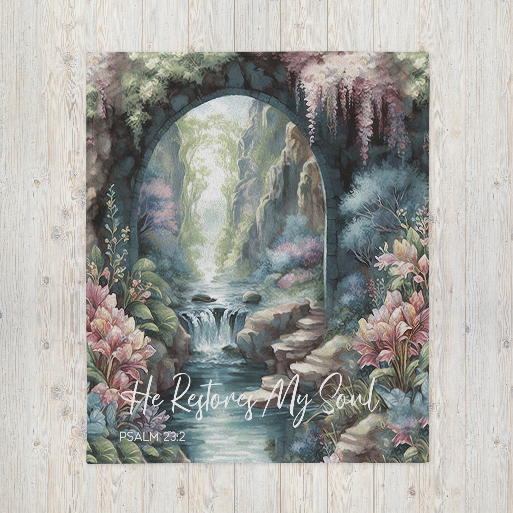 He Restores My Soul Throw Blanket - 2 Sizes - Jesus Passion Apparel