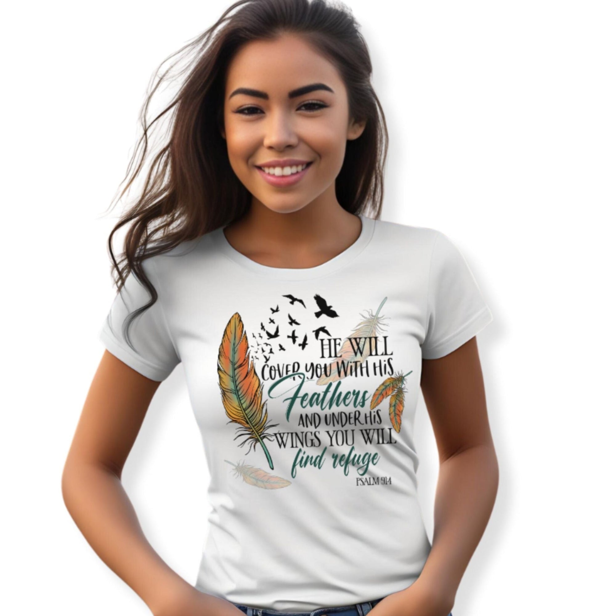 He Will Cover You with His Feathers Jersey Short Sleeve T-Shirt - Jesus Passion Apparel