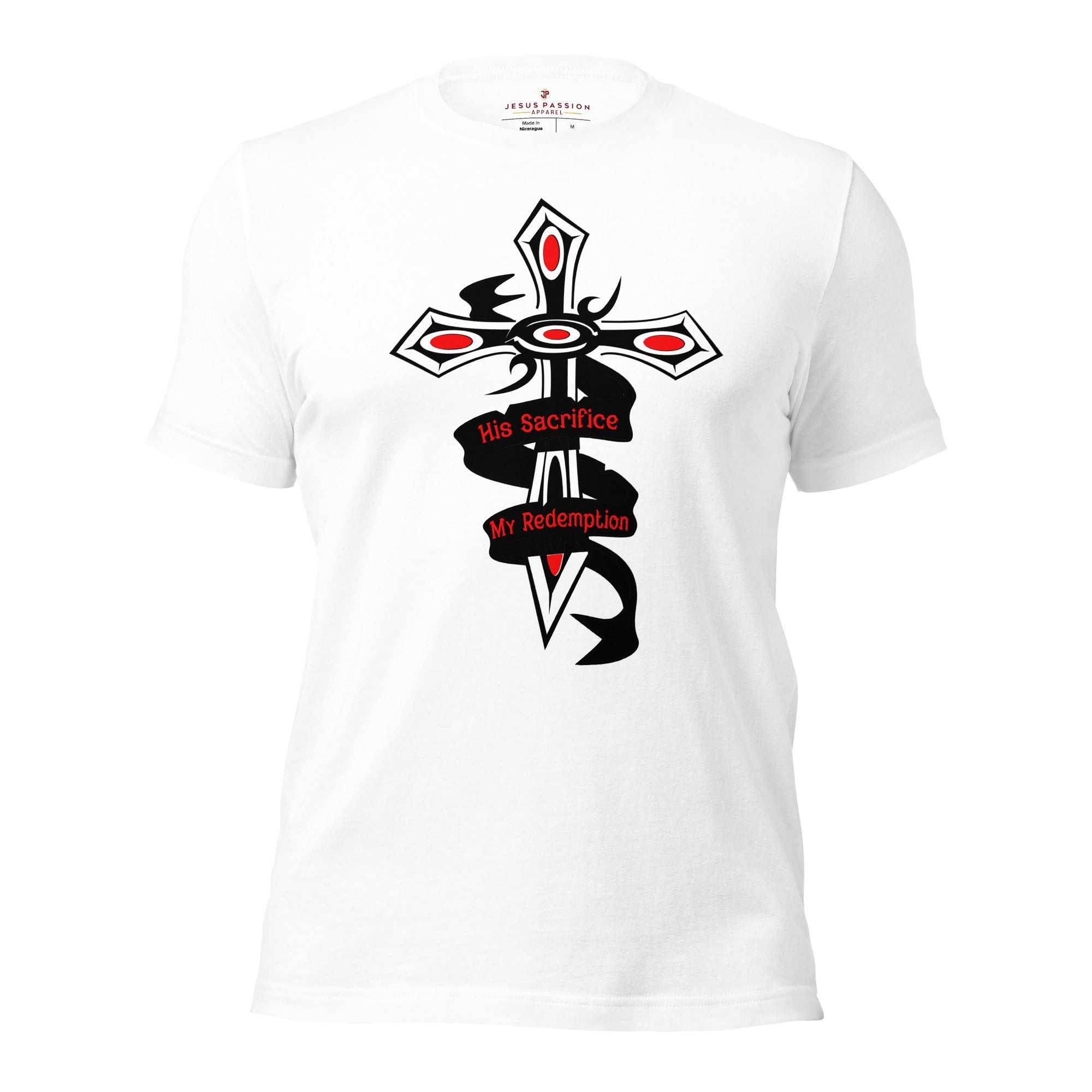 His Sacrifice My Redemption Jersey Short Sleeve T-Shirt - Jesus Passion Apparel
