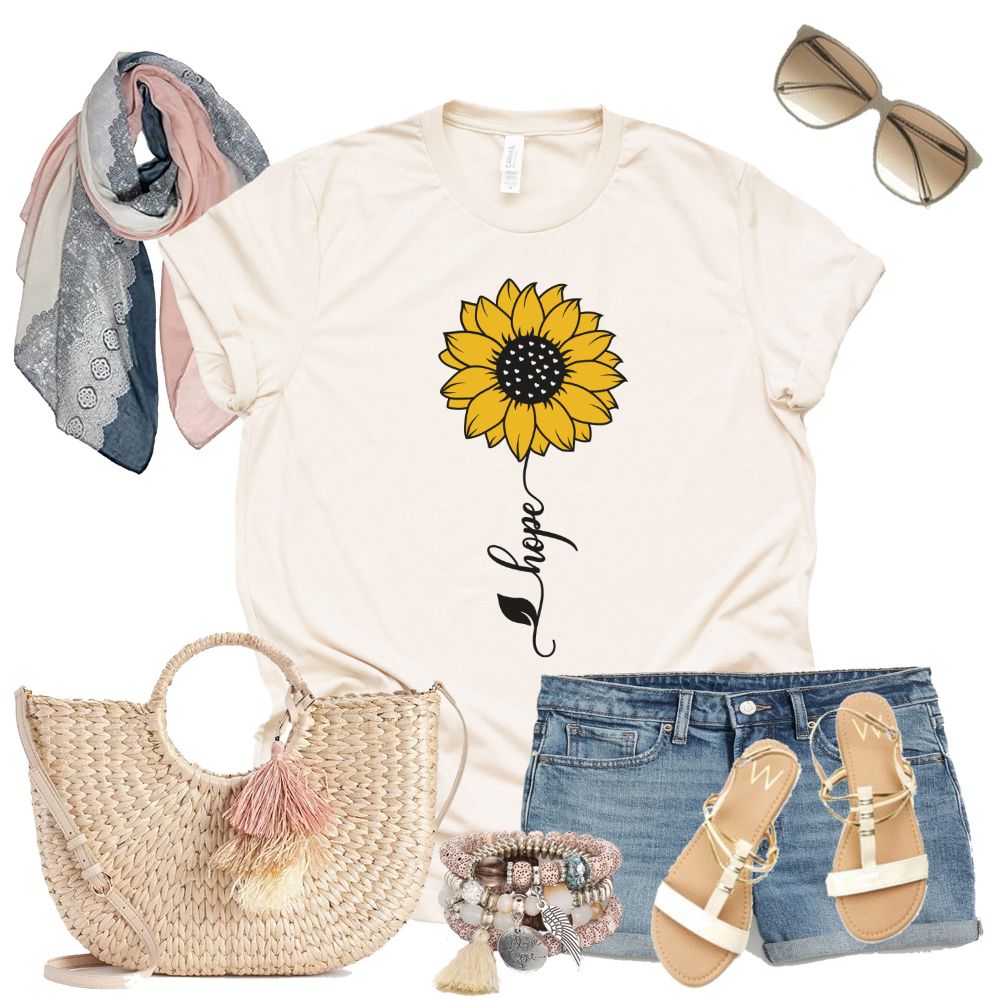 Hope Sunflower Vertical Jersey Short Sleeve T-Shirt - Jesus Passion Apparel